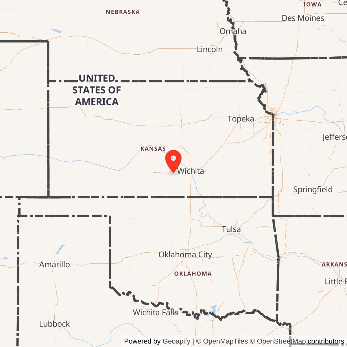 Map showing location of Titan II 532-7 Missile Silo McConnell AFB Kansas