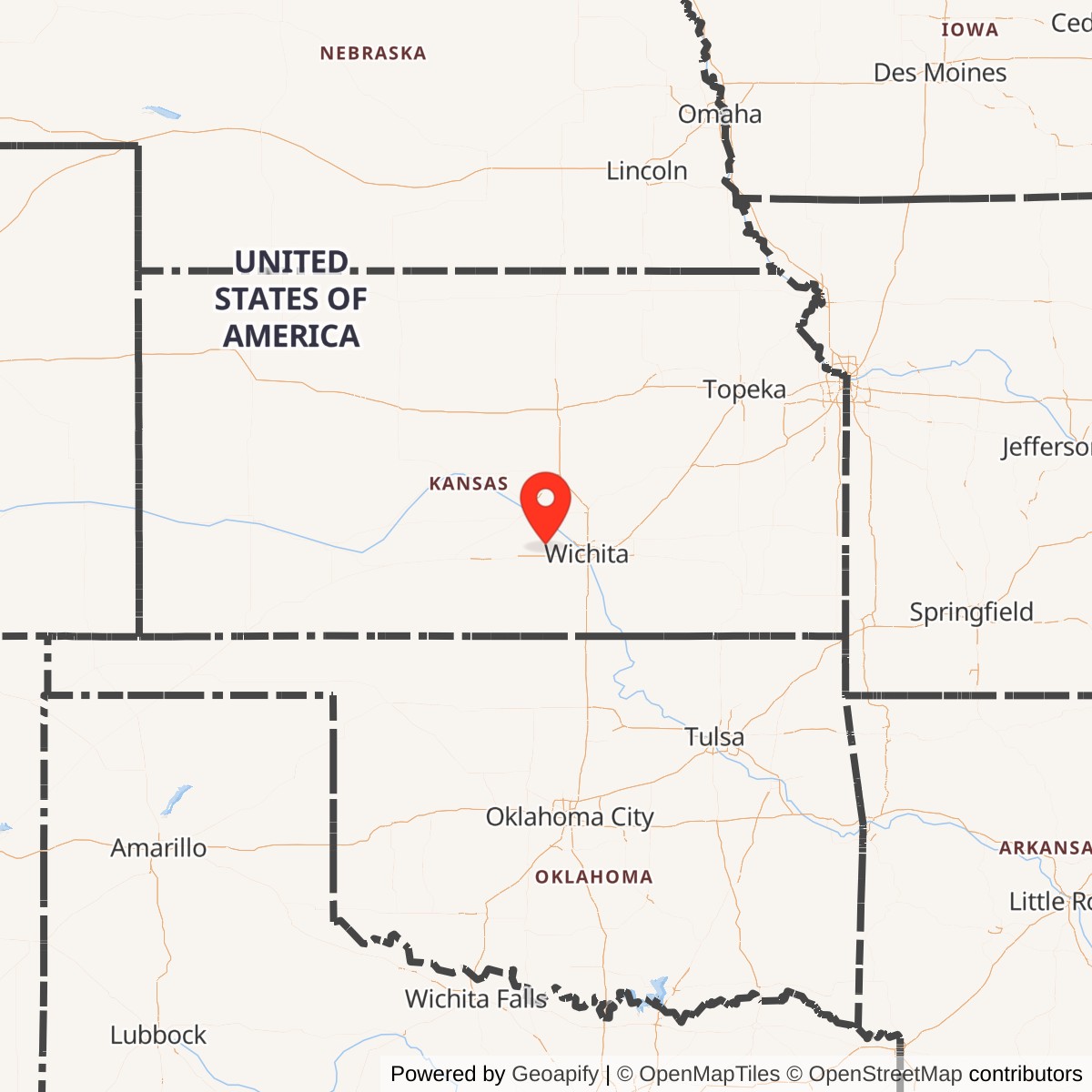 Map showing location of Titan II 532-9 Missile Silo McConnell AFB Kansas