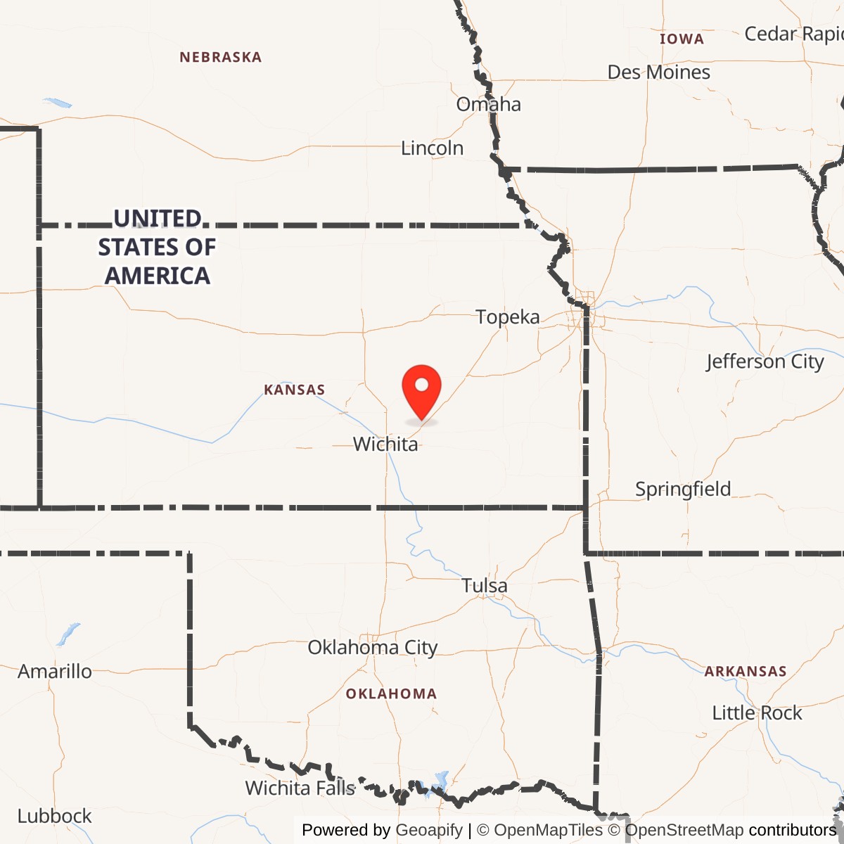 Map showing location of Titan II 533-2 Missile Silo McConnell AFB Kansas