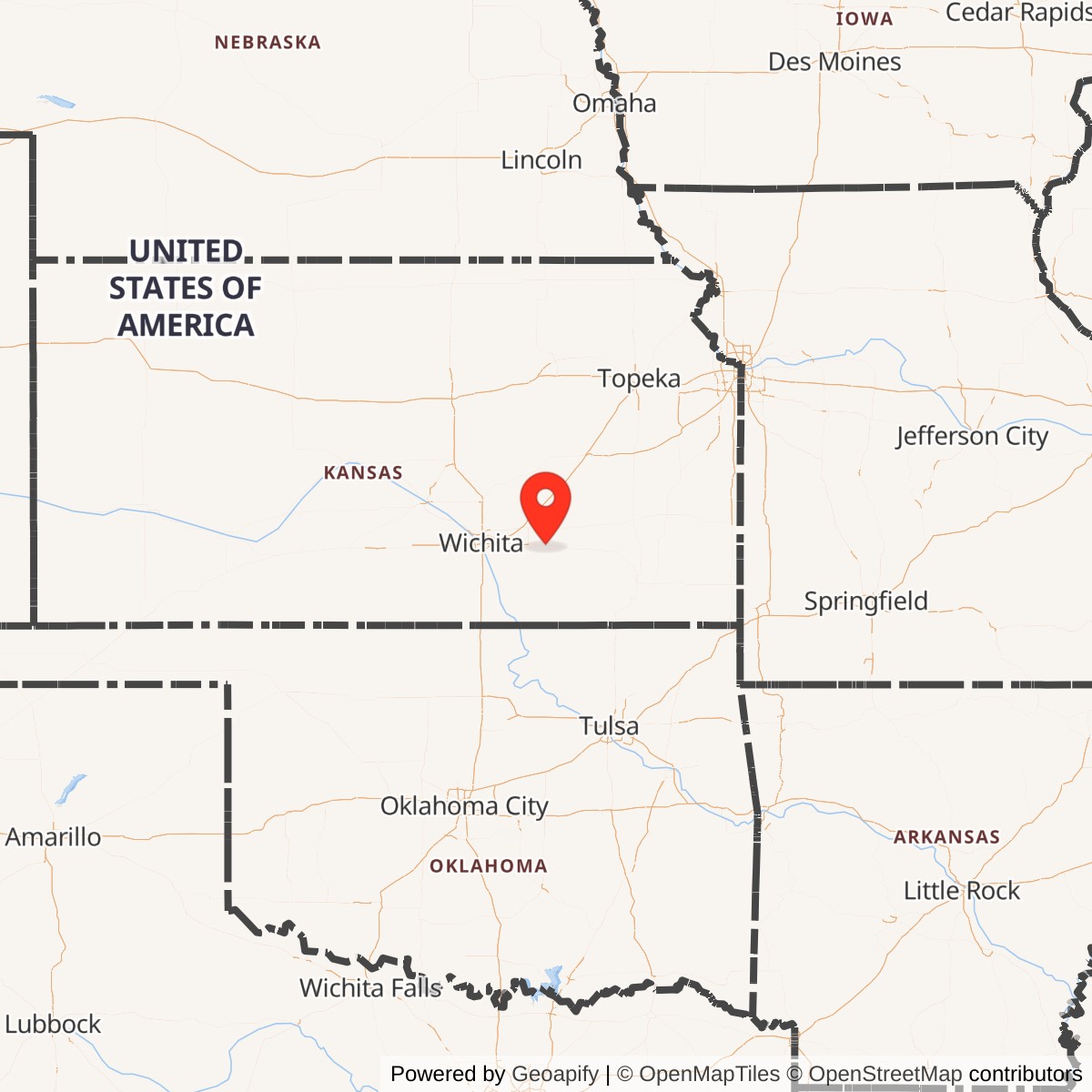 Map showing location of Titan II 533-4 Missile Silo McConnell AFB Kansas