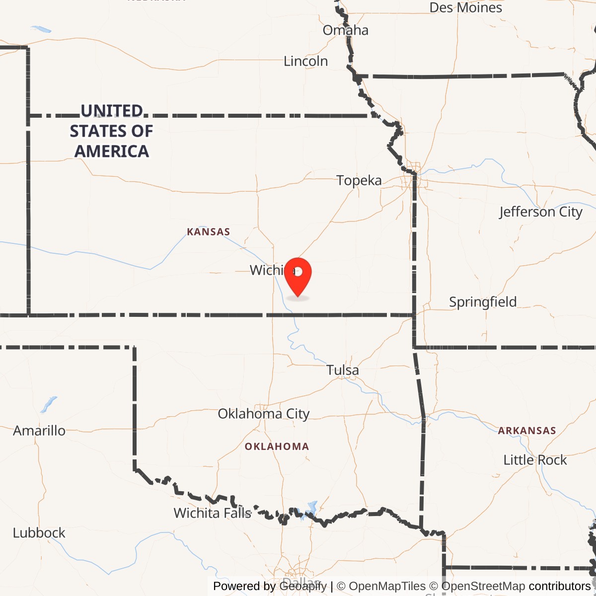 Map showing location of Titan II 533-8 Missile Silo McConnell AFB Kansas