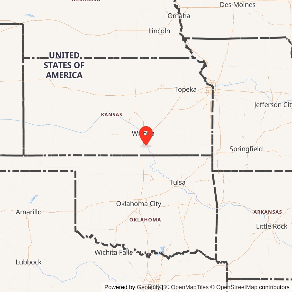 Map showing location of Titan II 533-9 Missile Silo McConnell AFB Kansas