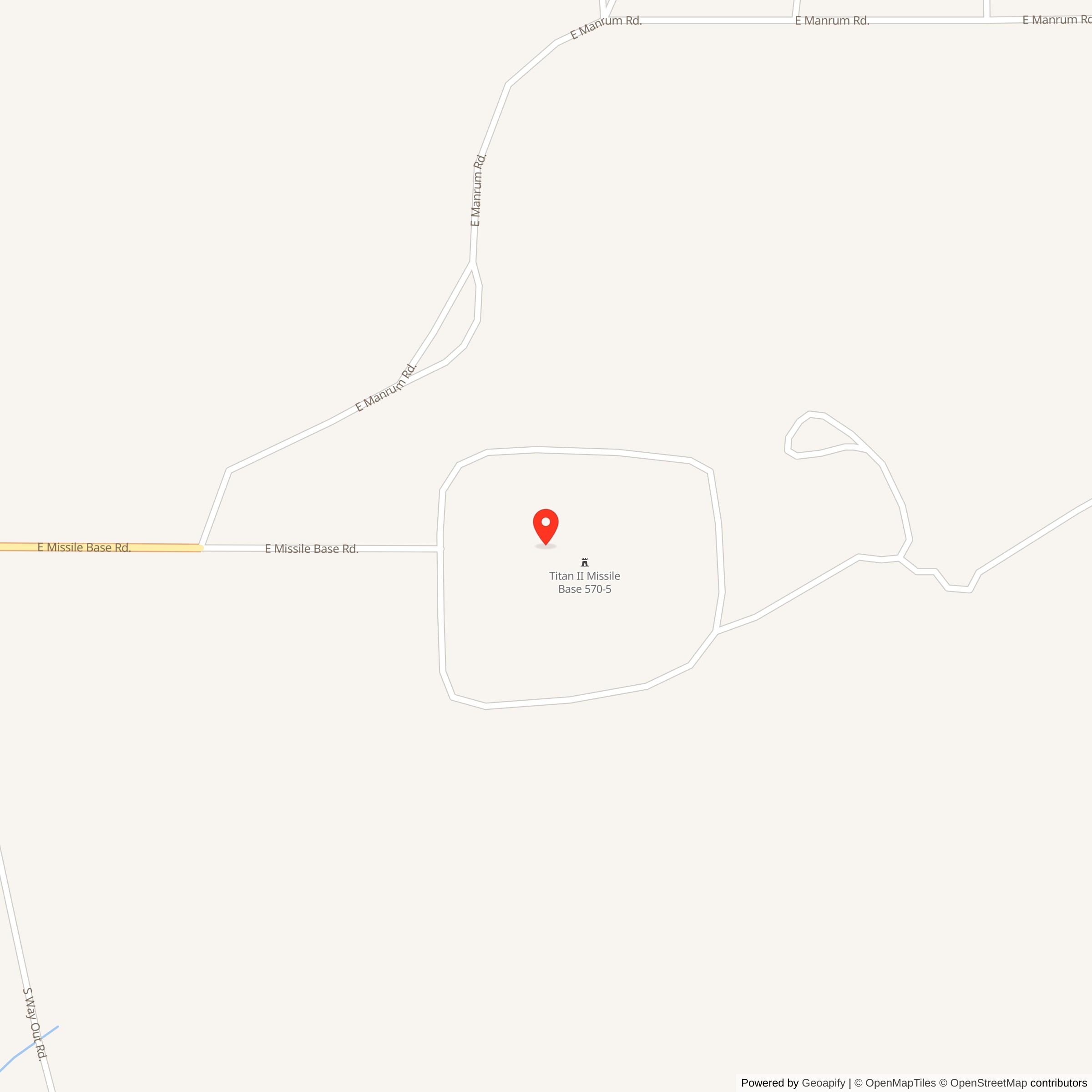 Map showing location of Titan II 570-5 Missile Silo Davis-Monthan AFB Arizona<