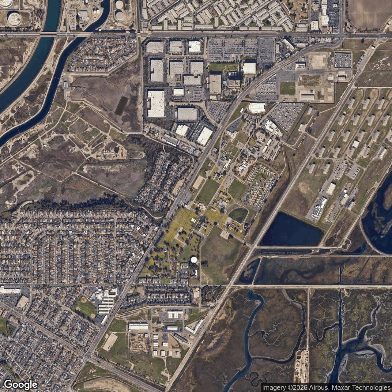 Current Google Satellite Image of Seal Beach Naval Weapons Station Fallbrook Det, California