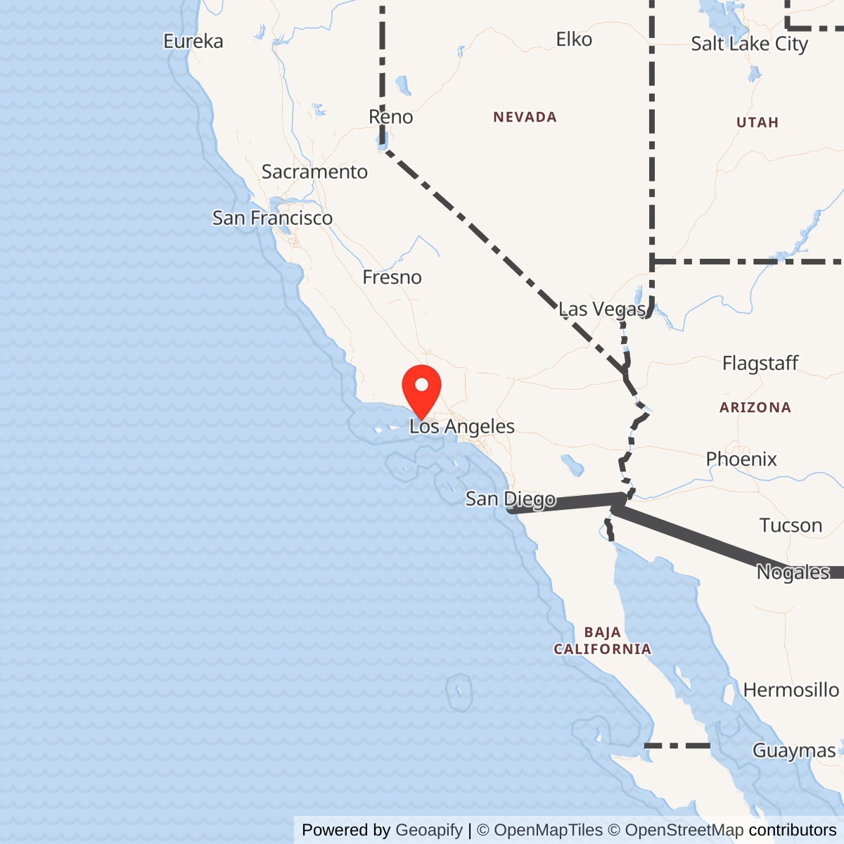 Map showing location of Ventura County Naval Base, California