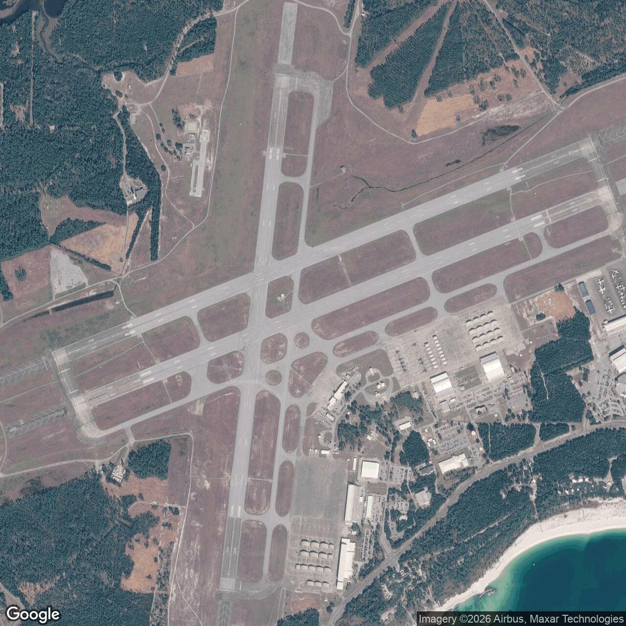 Current Google Satellite Image of Pensacola Naval Air Station, Florida