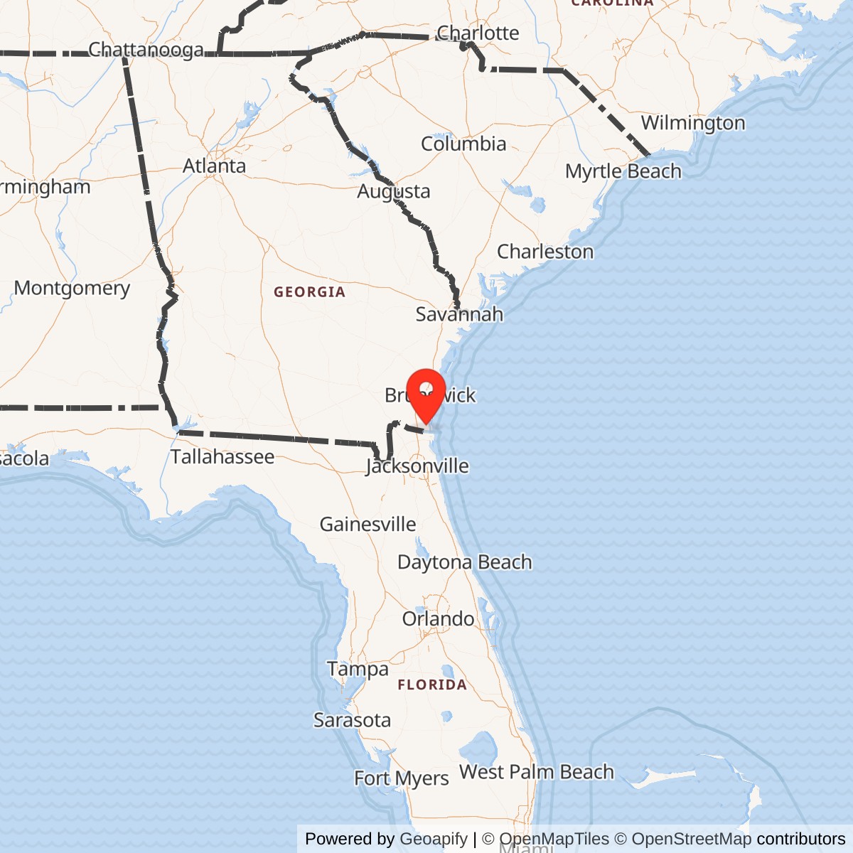 Map showing location of Naval Submarine Base Kings Bay, Georgia