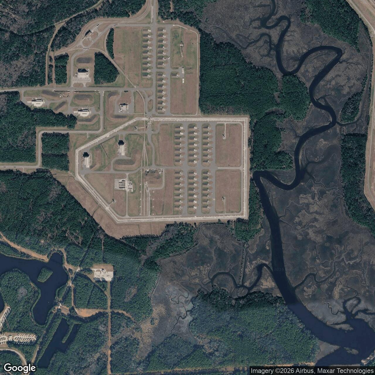Current Google Satellite Image of Kings Bay Naval Submarine Base, Georgia