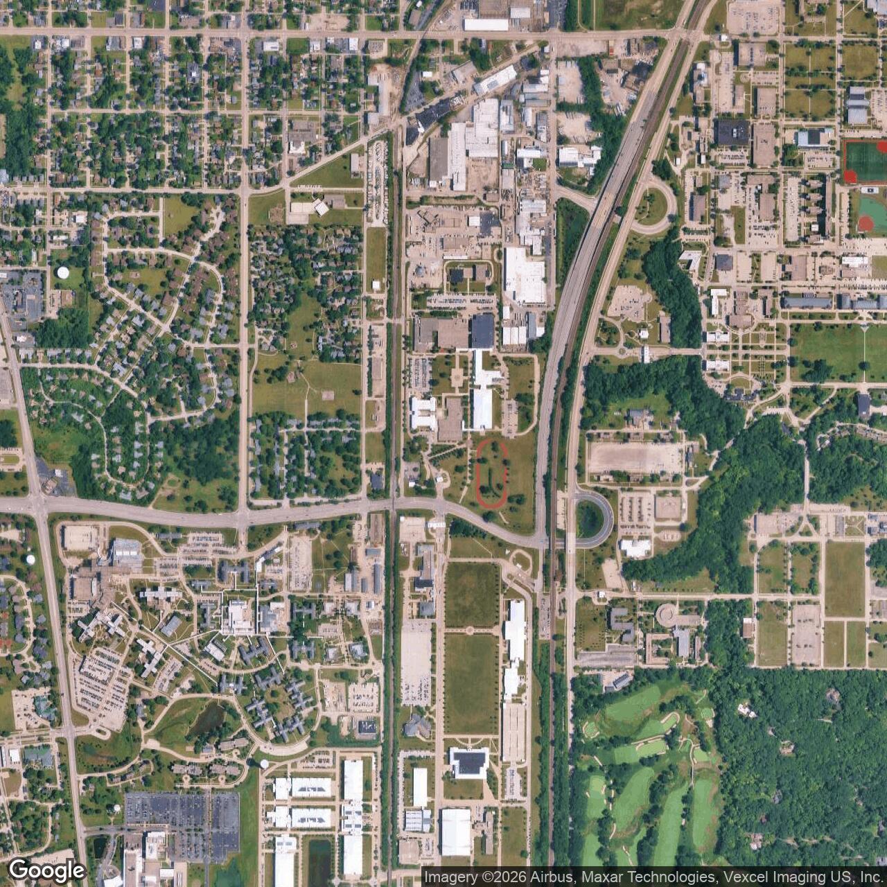 Current Google Satellite Image of Great Lakes Naval Station, Illinios