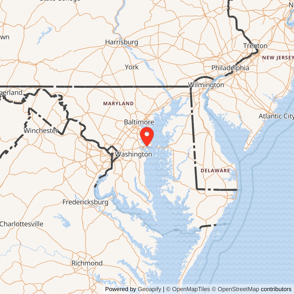Map showing location of United States Naval Academy