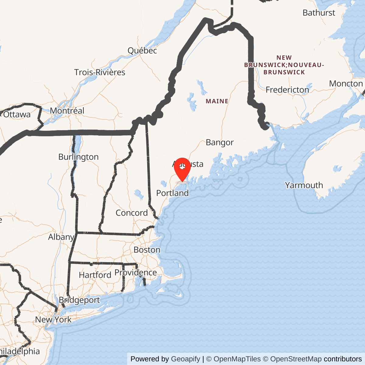 Map showing location of Naval Air Station Brunswick, Maine