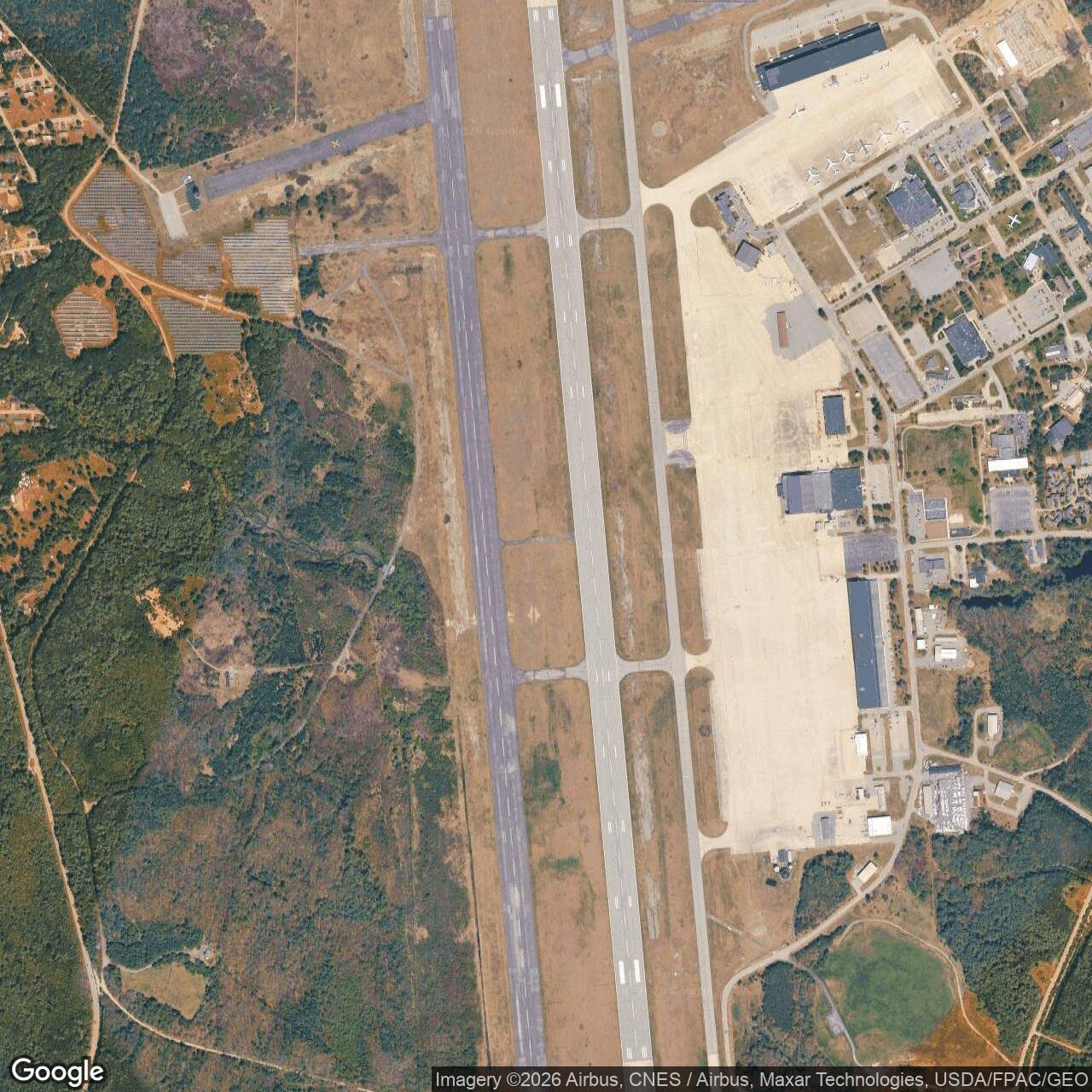 Current Google Satellite Image of Brunswick Naval Air Station, Maine