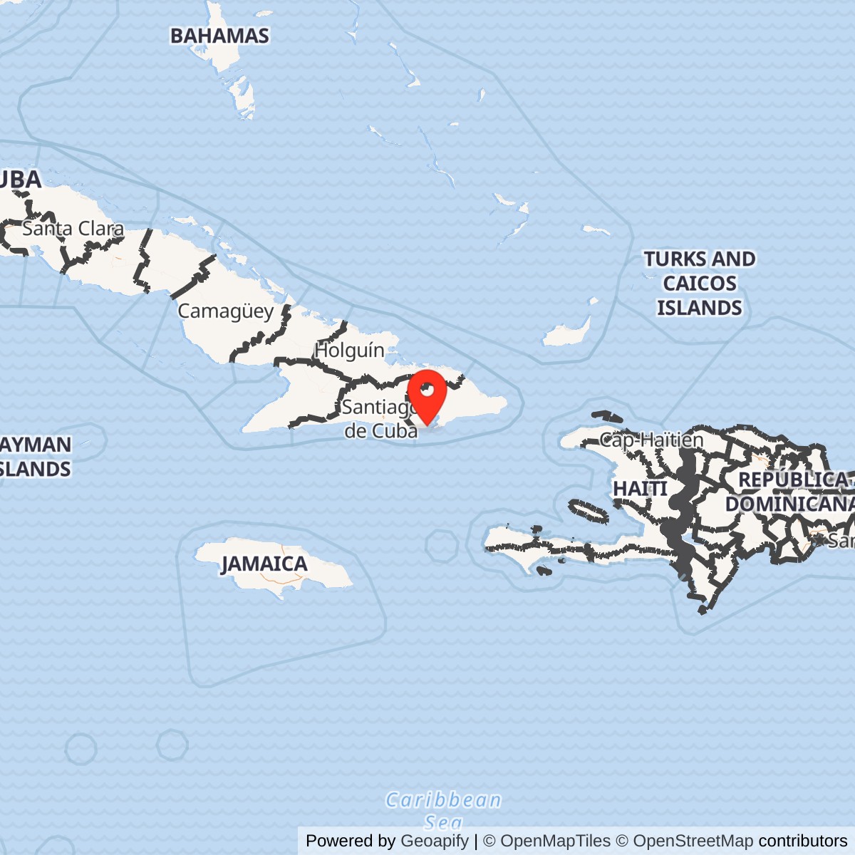 Map showing location of Naval Station Guantanamo Bay, Cuba