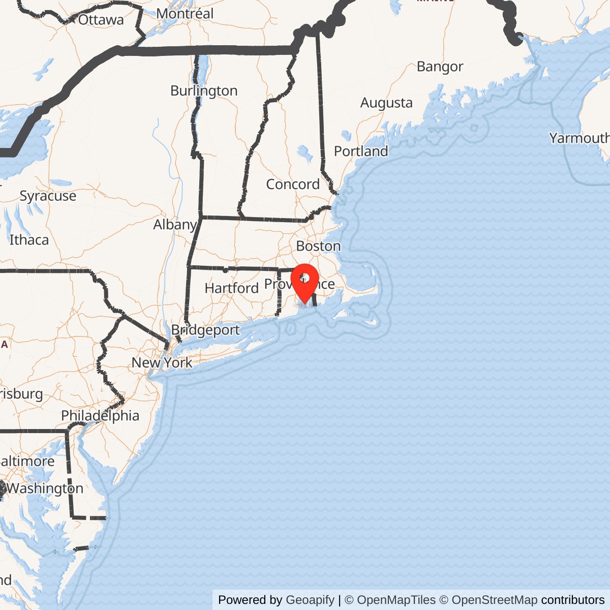 Map showing location of Naval Station Newport, Rhode Island
