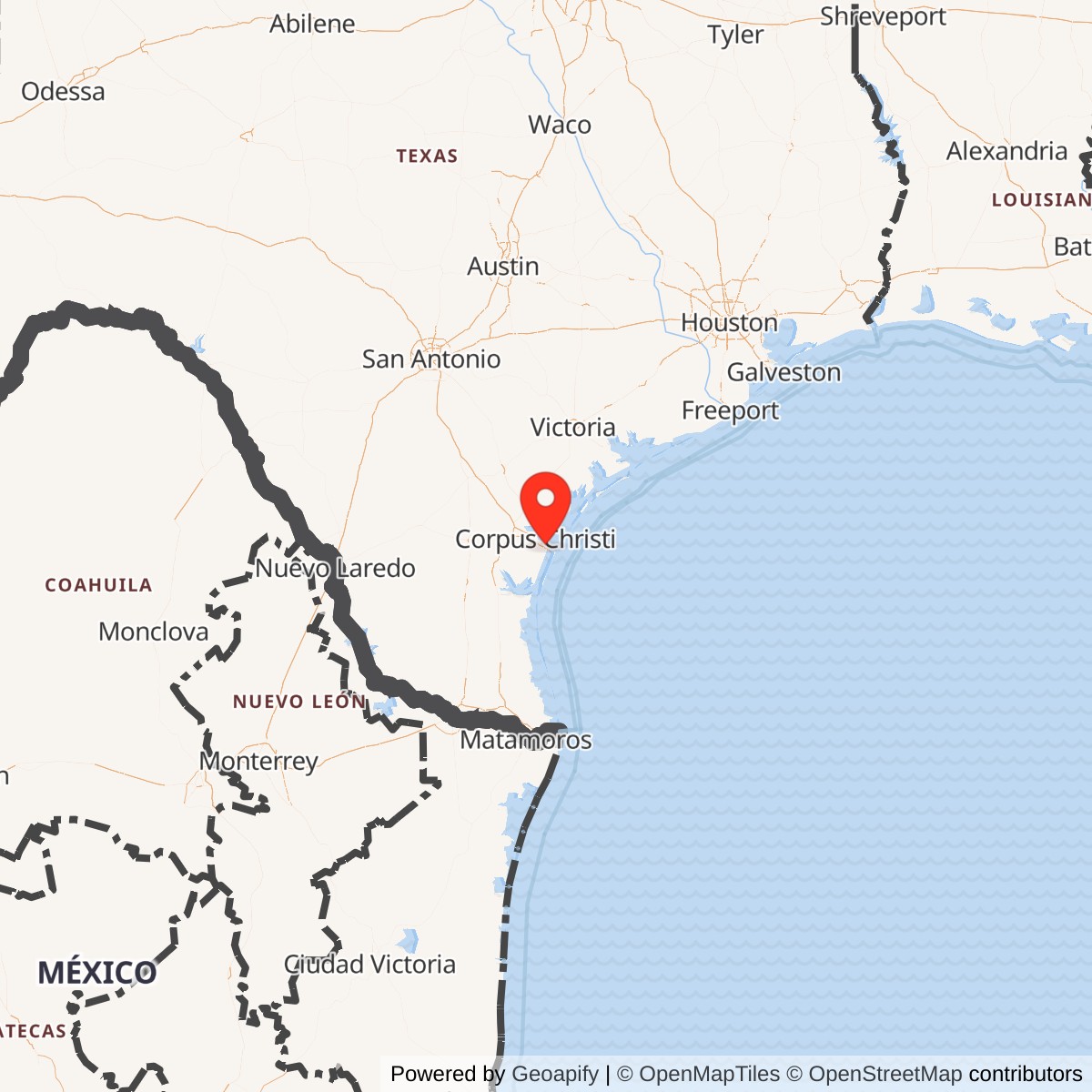 Map showing location of Naval Air Station Corpus Christi, Texas