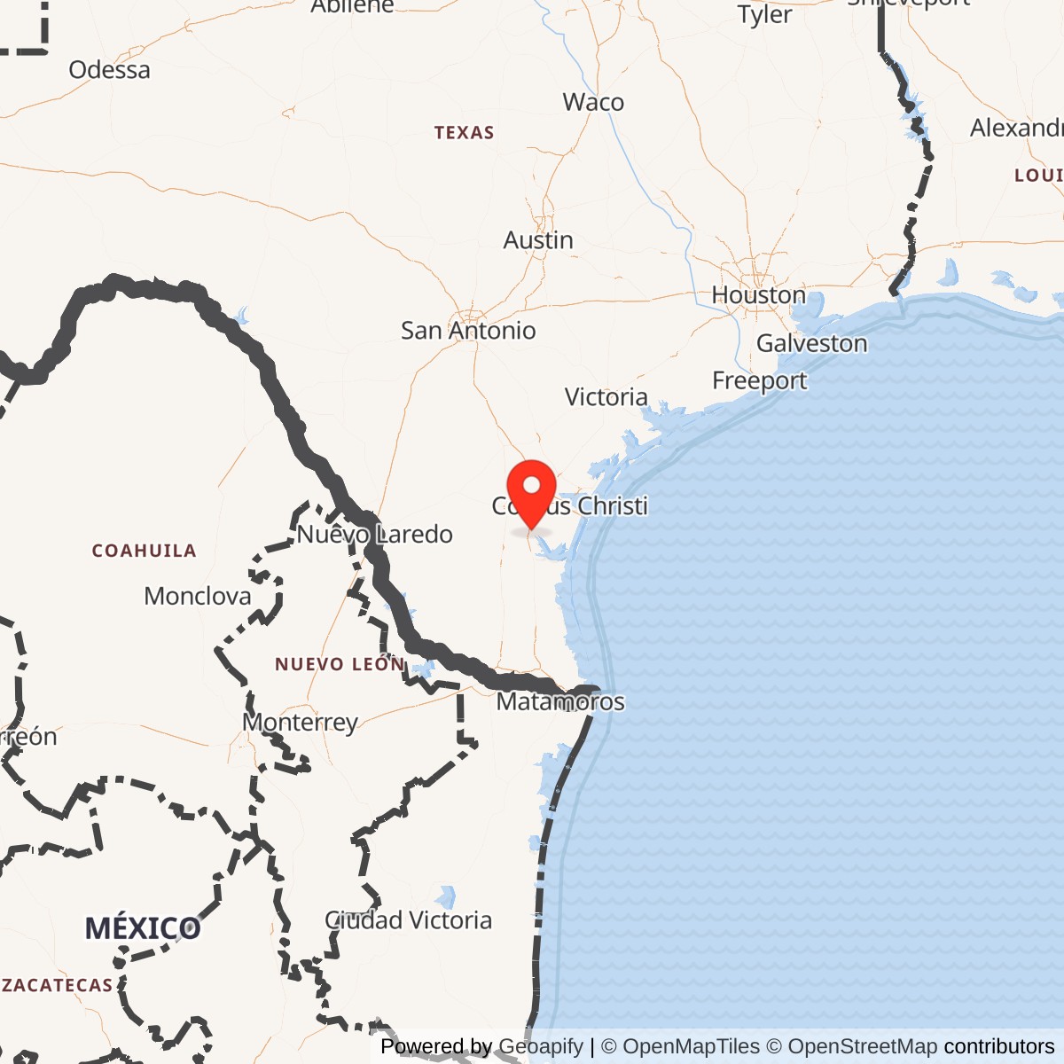 Map showing location of Naval Air Station Kingsville, Texas