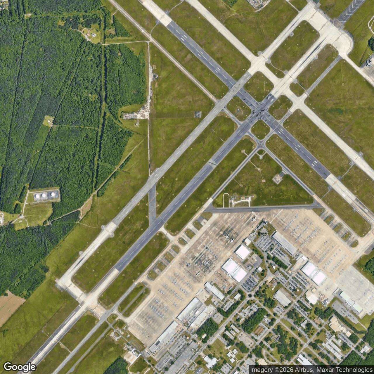 Current Google Satellite Image of Oceana Naval Air Station, Virginia