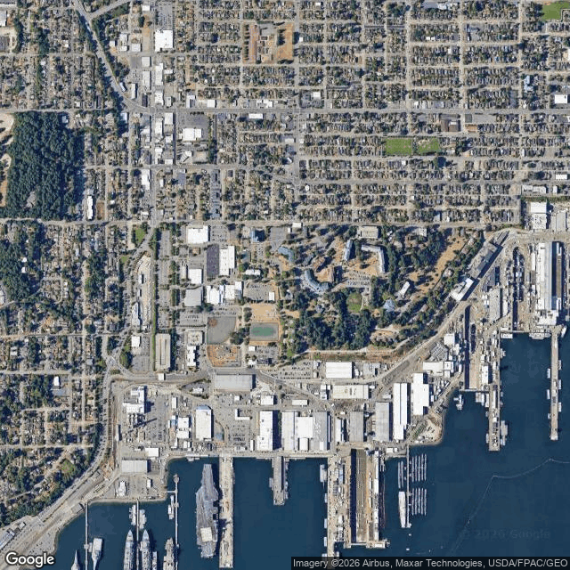 Current Google Satellite Image of Puget Sound Naval Shipyard, Washington