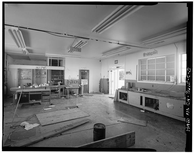 Mill Valley Early Warning Radar Station  INTERIOR VIEW OF MAINTENANCE ROOM OF THE CIVIL ENGINEERING SHOP, BUILDING 103, LOOKING WEST.