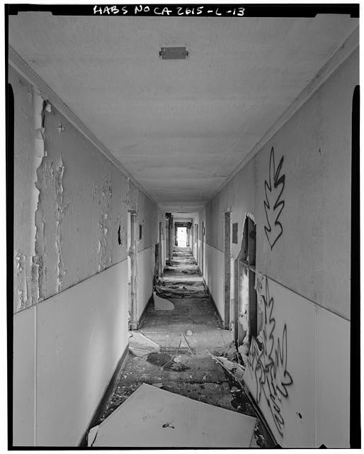 Mill Valley Early Warning Radar Station INTERIOR CORRIDOR OF BUILDING 208, TYPICAL OF ALL FOUR BARRACKS IN THIS CATEGORY, LOOKING SOUTH-SOUTHWEST.