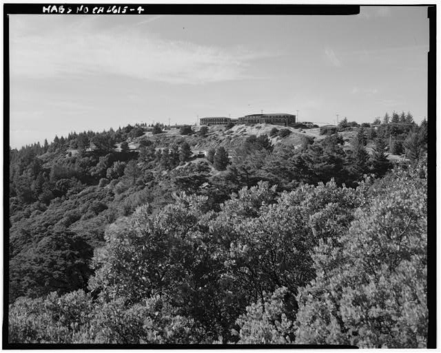 Mill Valley Early Warning Radar Station DISTANT VIEW OF MILL VALLEY AIR FORCE STATION FROM RIDGECREST BOULEVARD, LOOKING WEST.