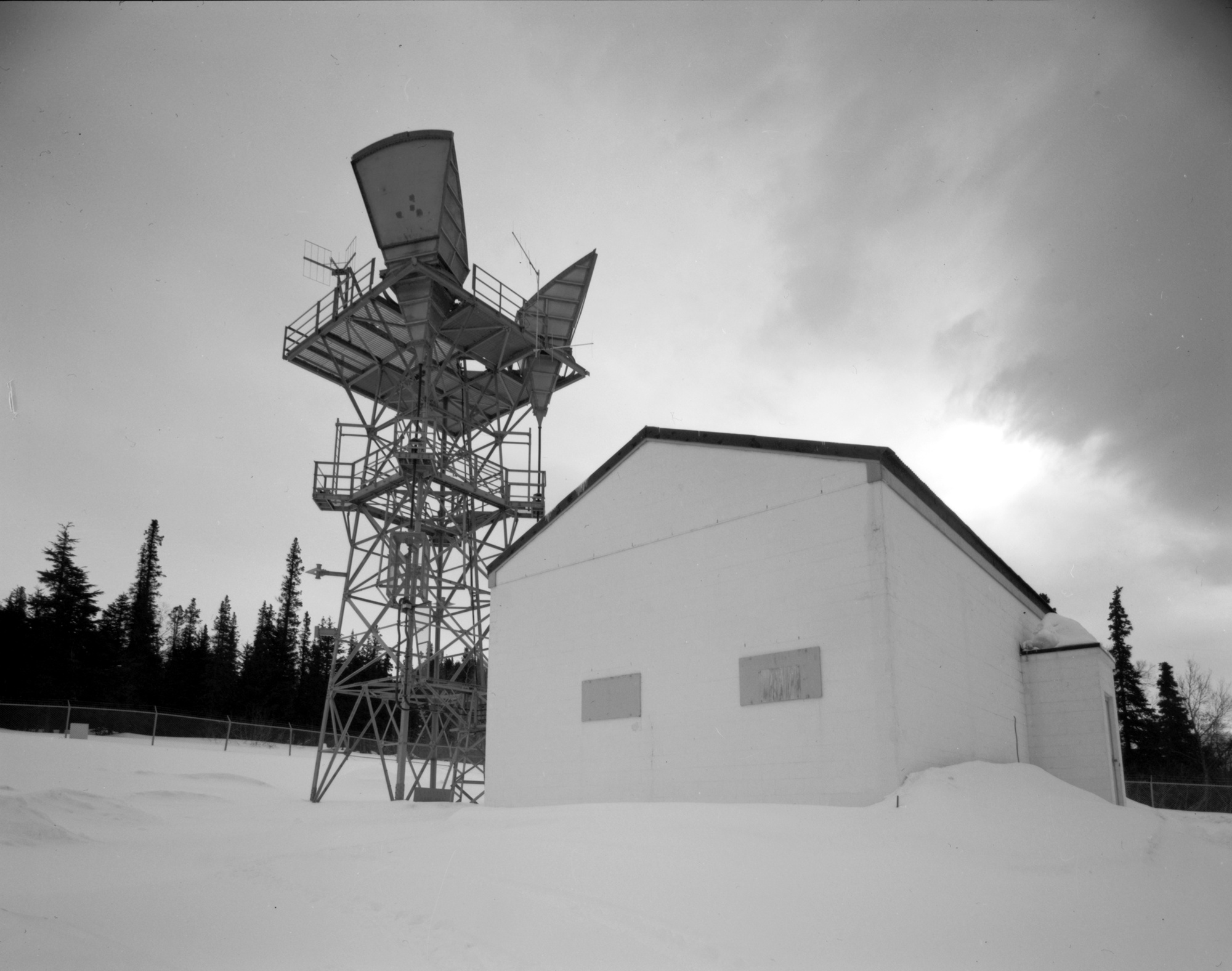 View Of Radio Relay Building, Looking Southeast, Showing TD-2 Tower. Cornucopia in Front Faces Anchorage Toll Center.