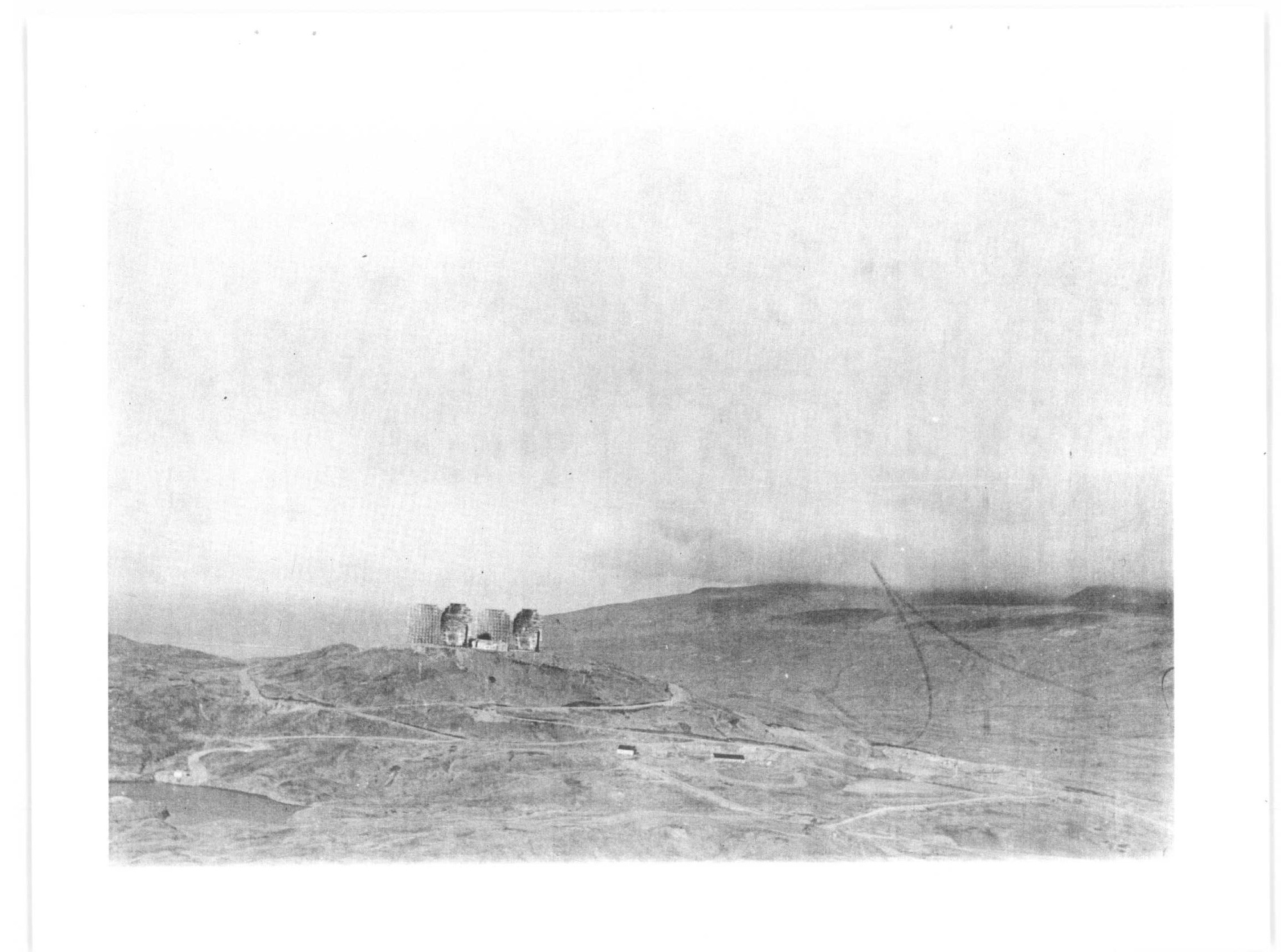 Archival Alaskan Air Command photograph of the actual Adak White Alice antenna array on its ridge
