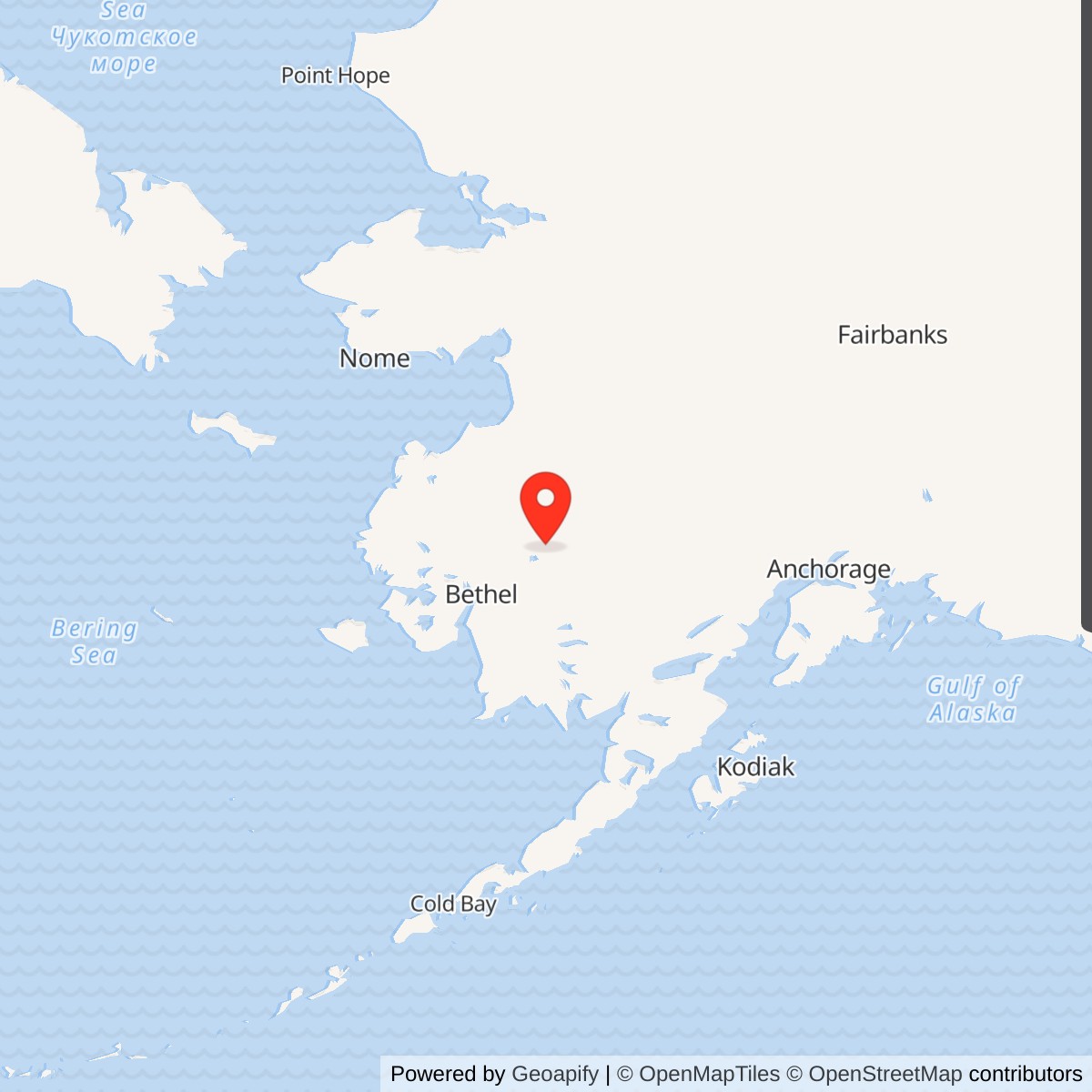 Map showing location of Aniak White Alice Communications Site, Alaska