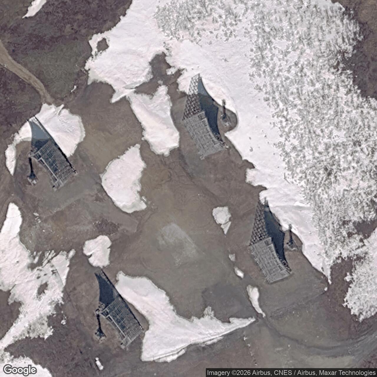 Current Google Satellite Image of Anvil Mountain White Alice Communications Site, Alaska