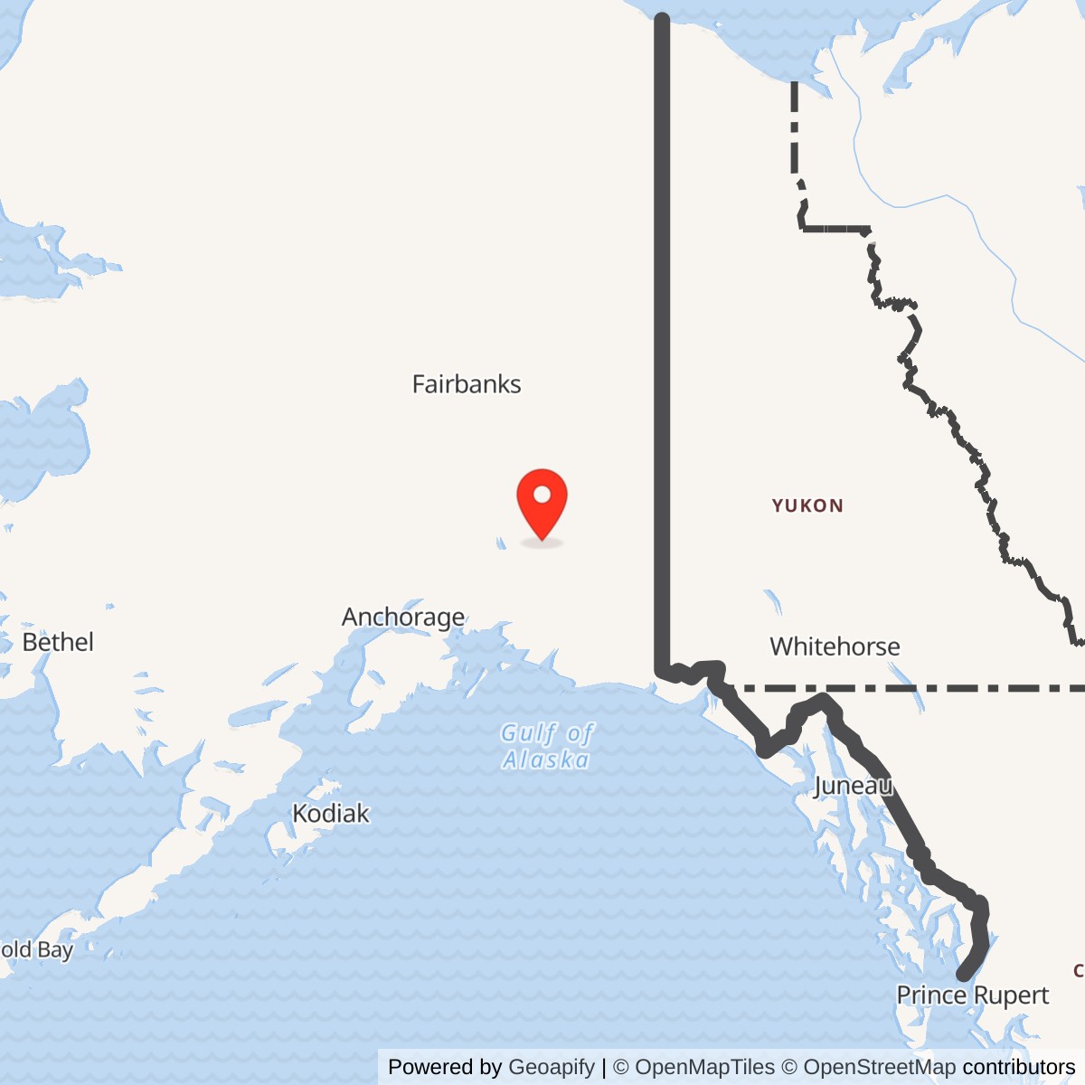 Map showing location of Aurora Radio Relay Station, Alaska