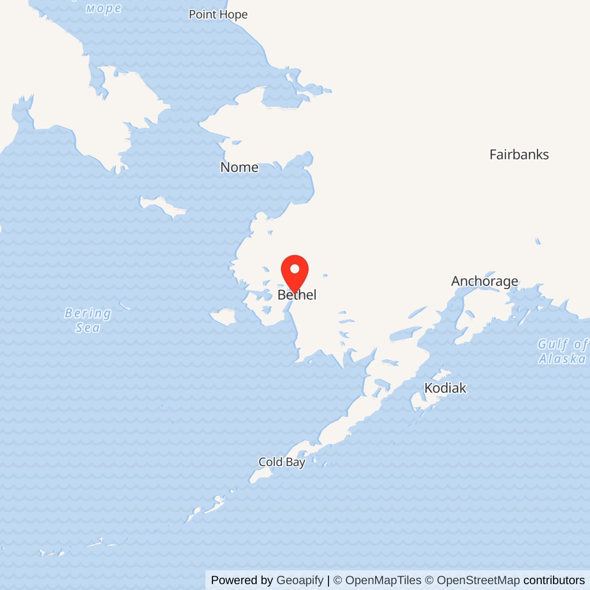 Map showing location of Bethel Radio Relay Station / Bethel White Alice Communications Site, Alaska