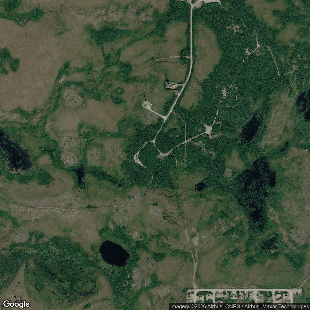 Current Google Satellite Image of Bethel Radio Relay Station / Bethel White Alice Communications Site, Alaska