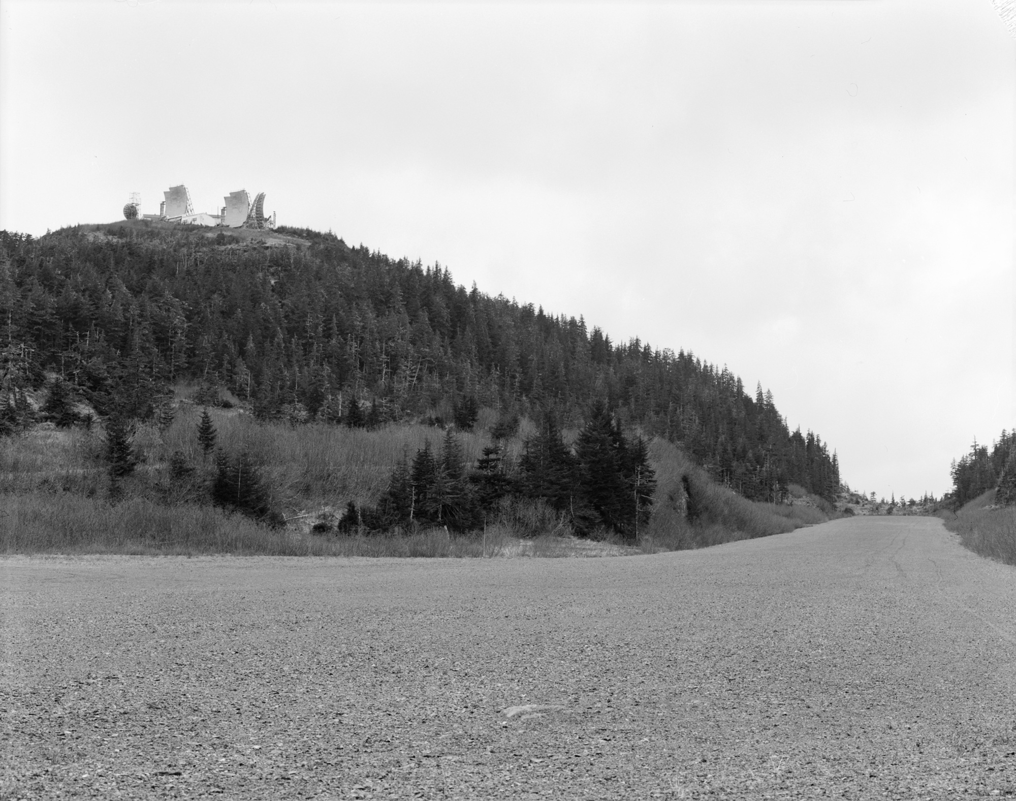 Boswell Bay White Alice antennas above the access road in 1987