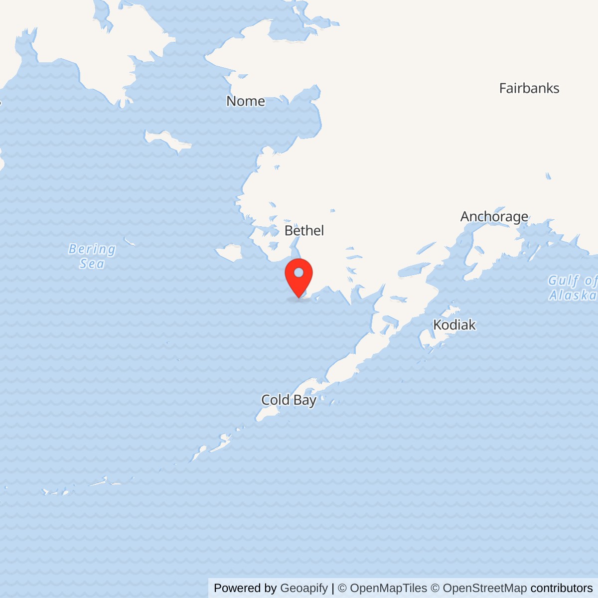 Map showing location of Cape Newenham Air Force Station / Cape Newenham Long Range Radar Site, Alaska