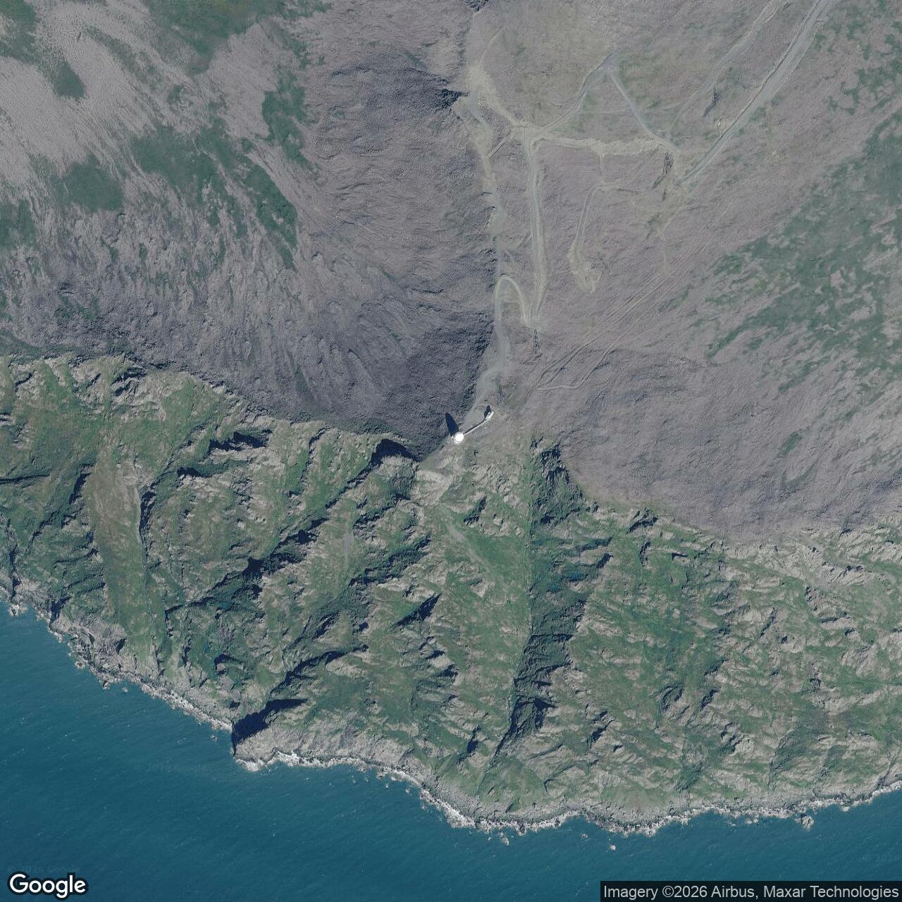 Current Google Satellite Image of Cape Newenham Air Force Station / Cape Newenham Long Range Radar Site, Alaska