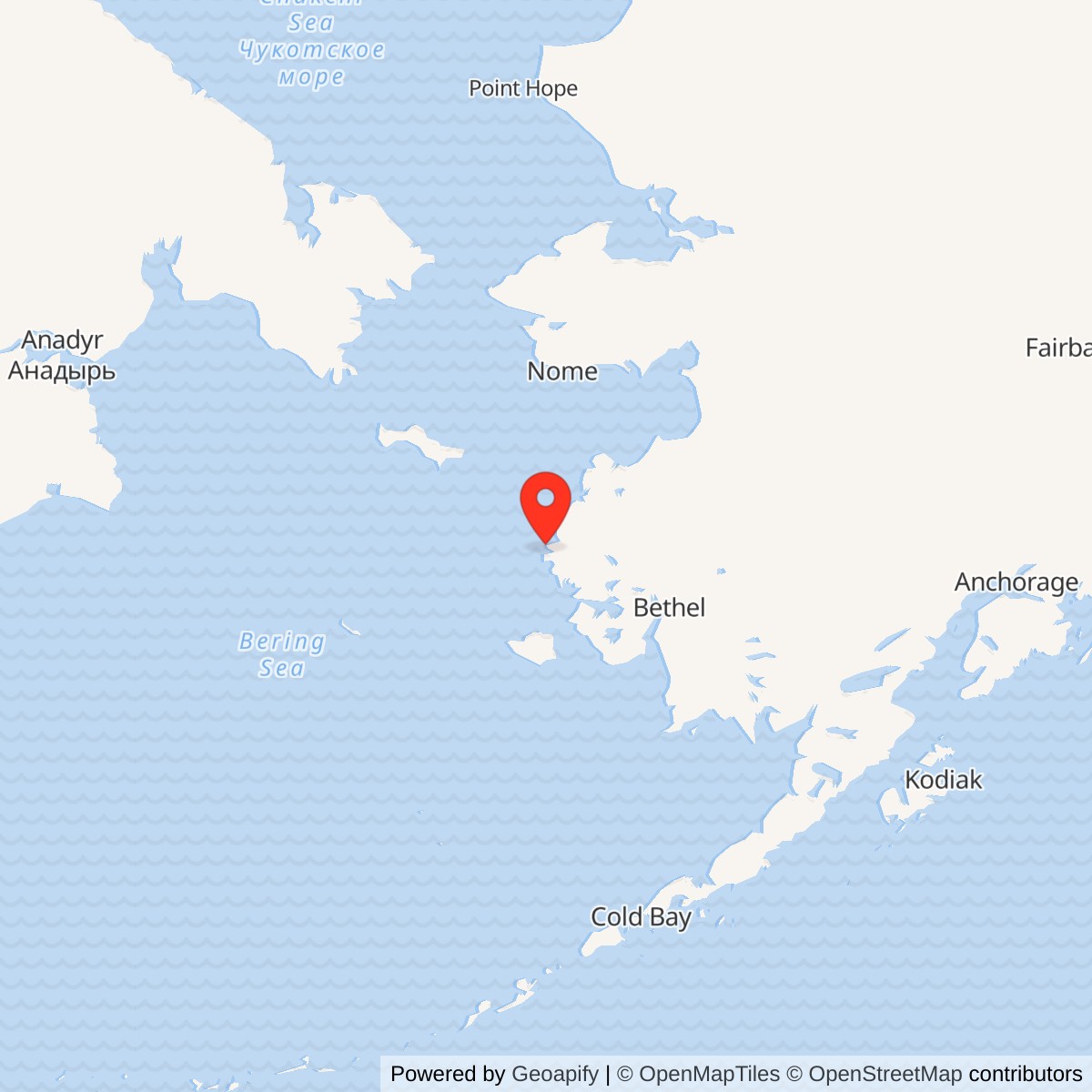Map showing location of Cape Romanzof Air Force Station / Cape Romanzof Long Range Radar Site, Alaska