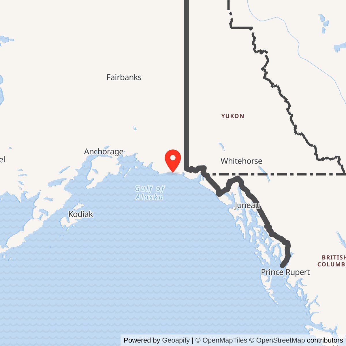 Map showing location of Cape Yakataga Radio Relay Station, Alaska
