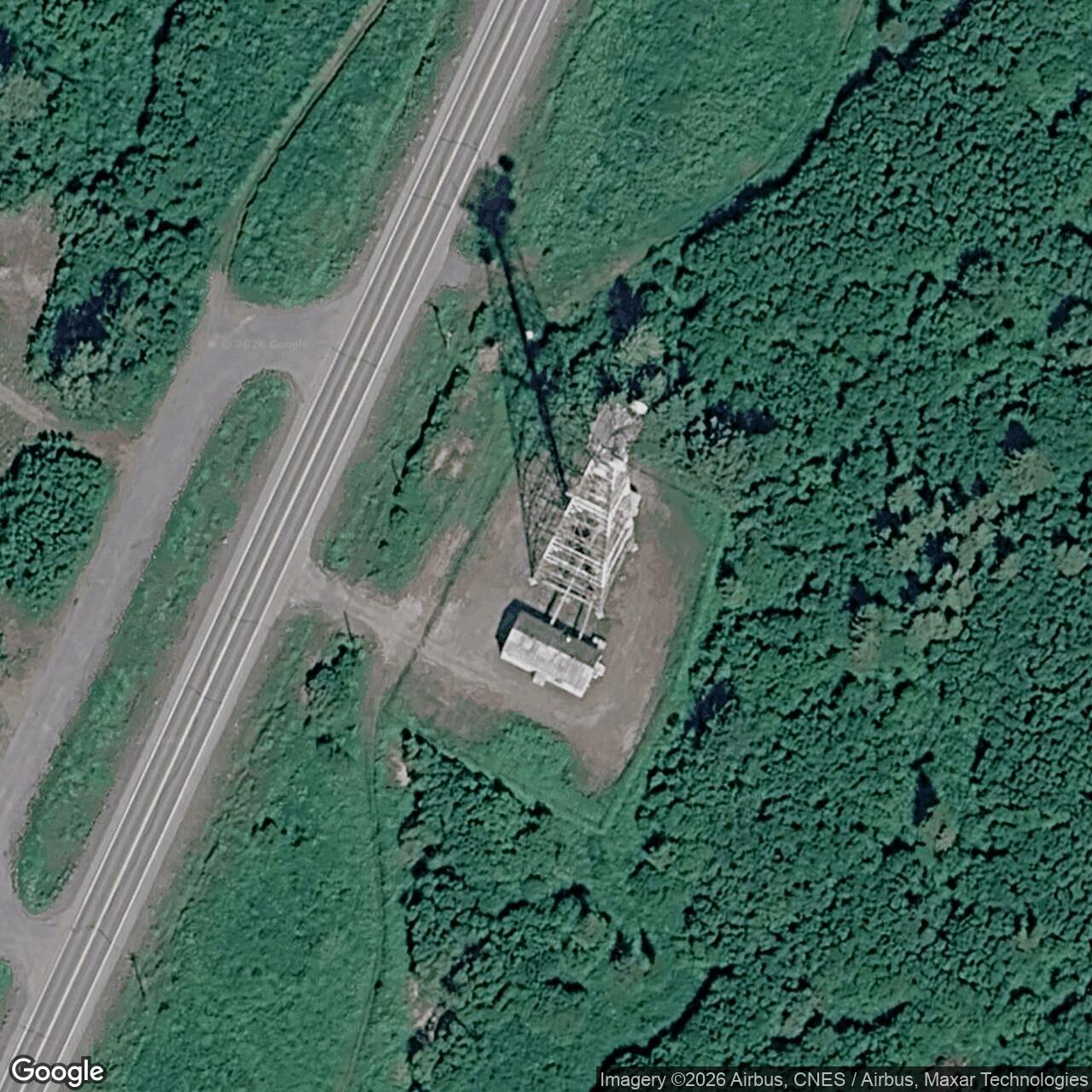 Current Google Satellite Image of Clam Gulch White Alice Microwave Station History, Alaska