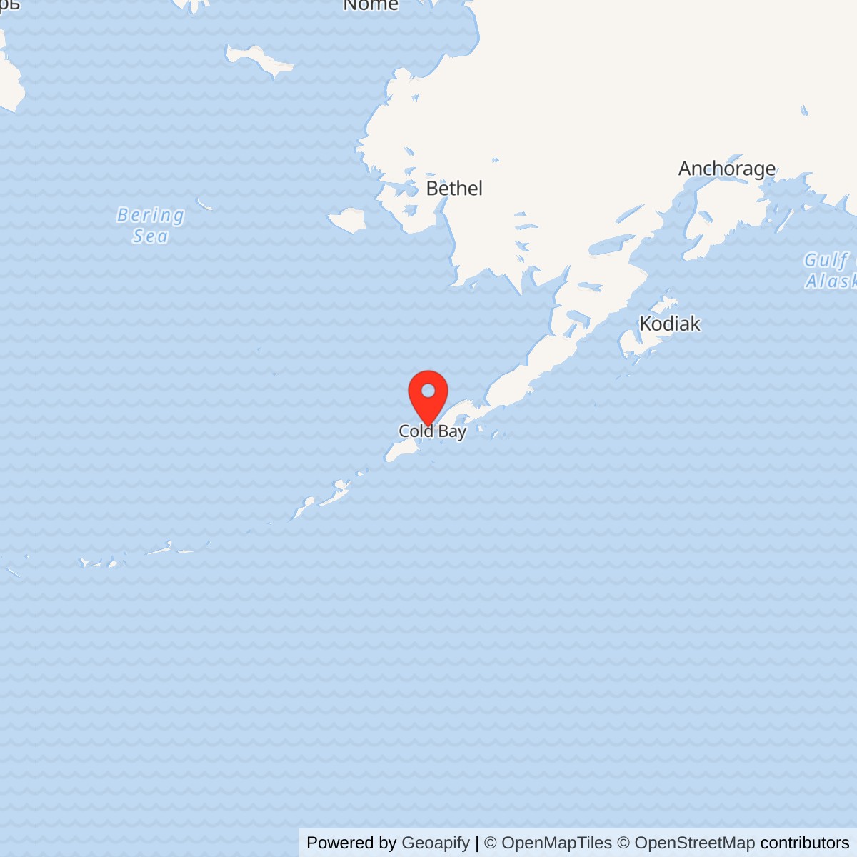 Map showing location of Cold Bay Air Force Station / Cold Bay Radio Relay Station, Alaska