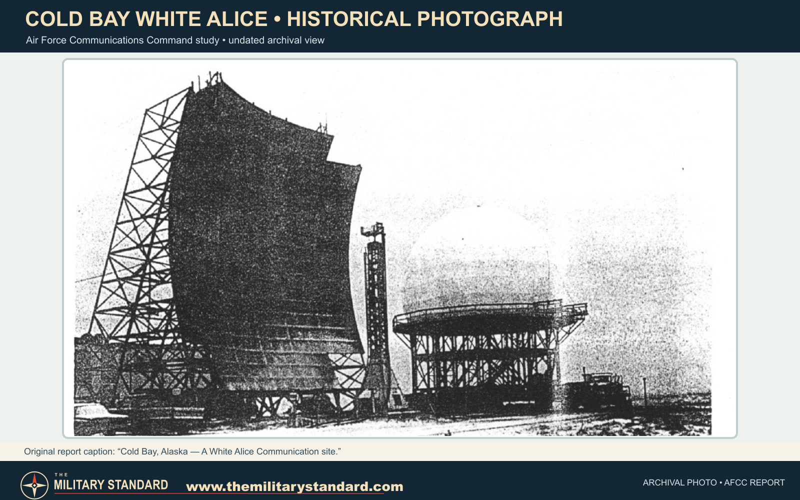 Undated Air Force Communications Command photograph of the Cold Bay White Alice antenna