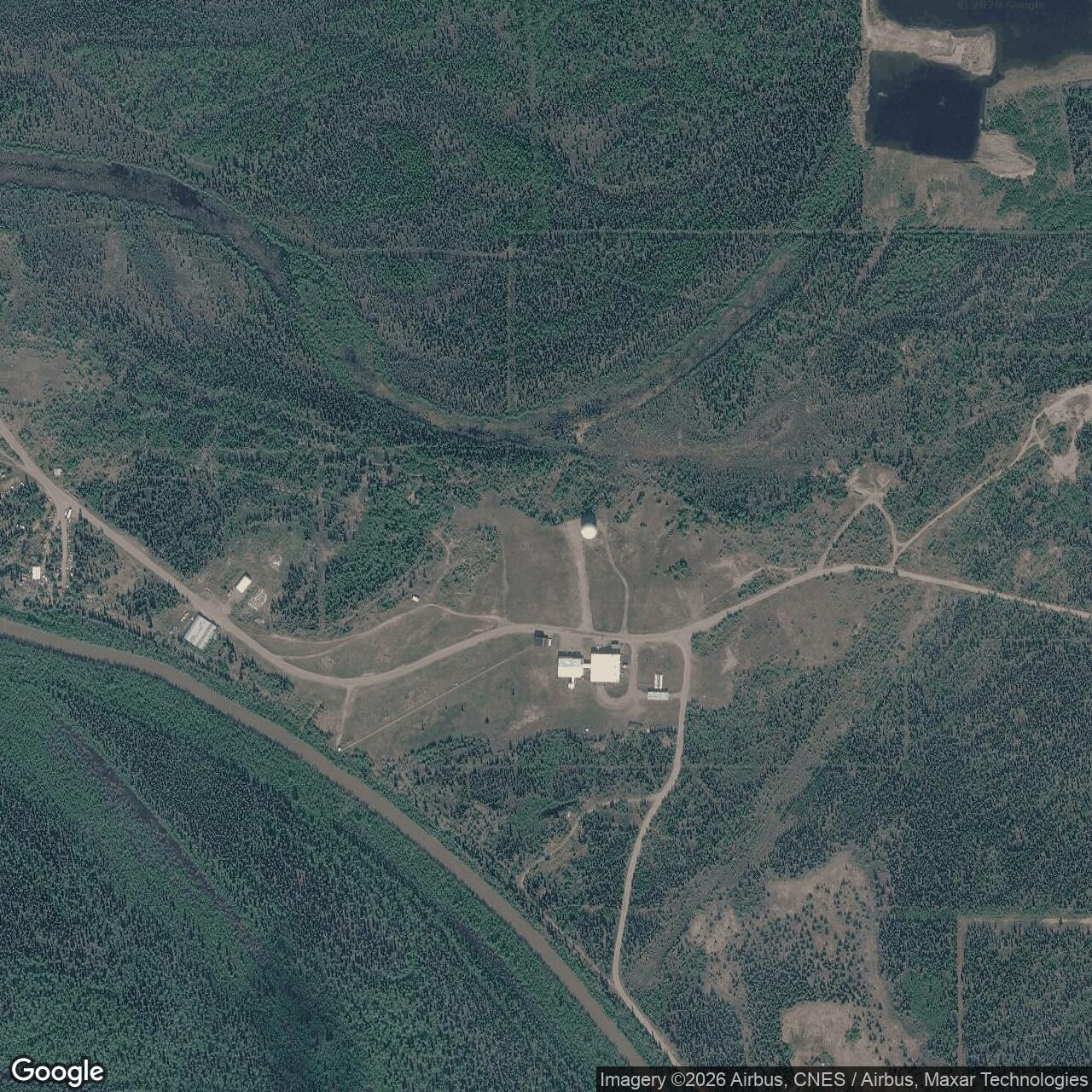 Current Google Satellite Image of Fort Yukon Air Force Station / Fort Yukon Long Range Radar Site, Alaska