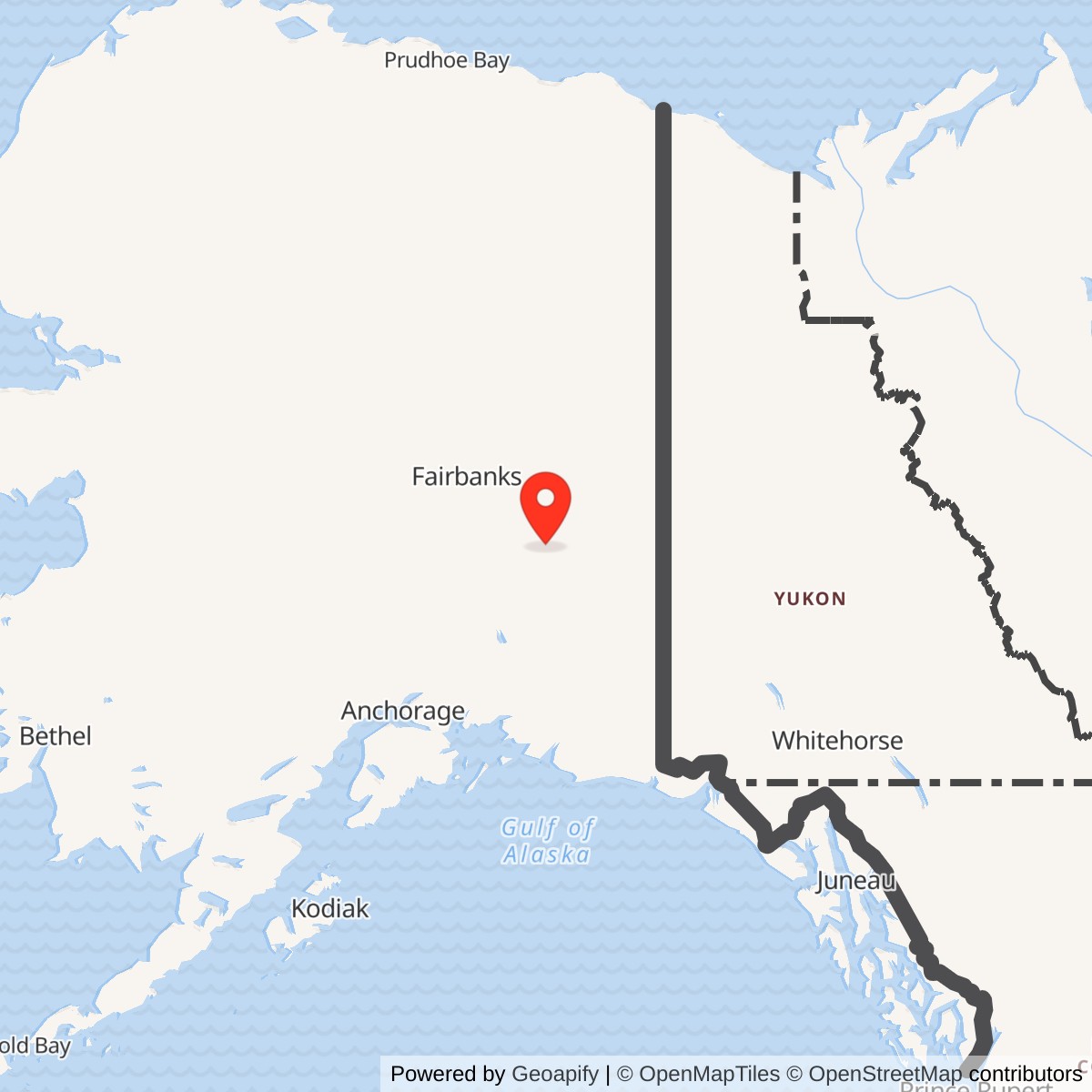Map showing location of Gerstle River Air Force Station / Radio Relay Station, Alaska