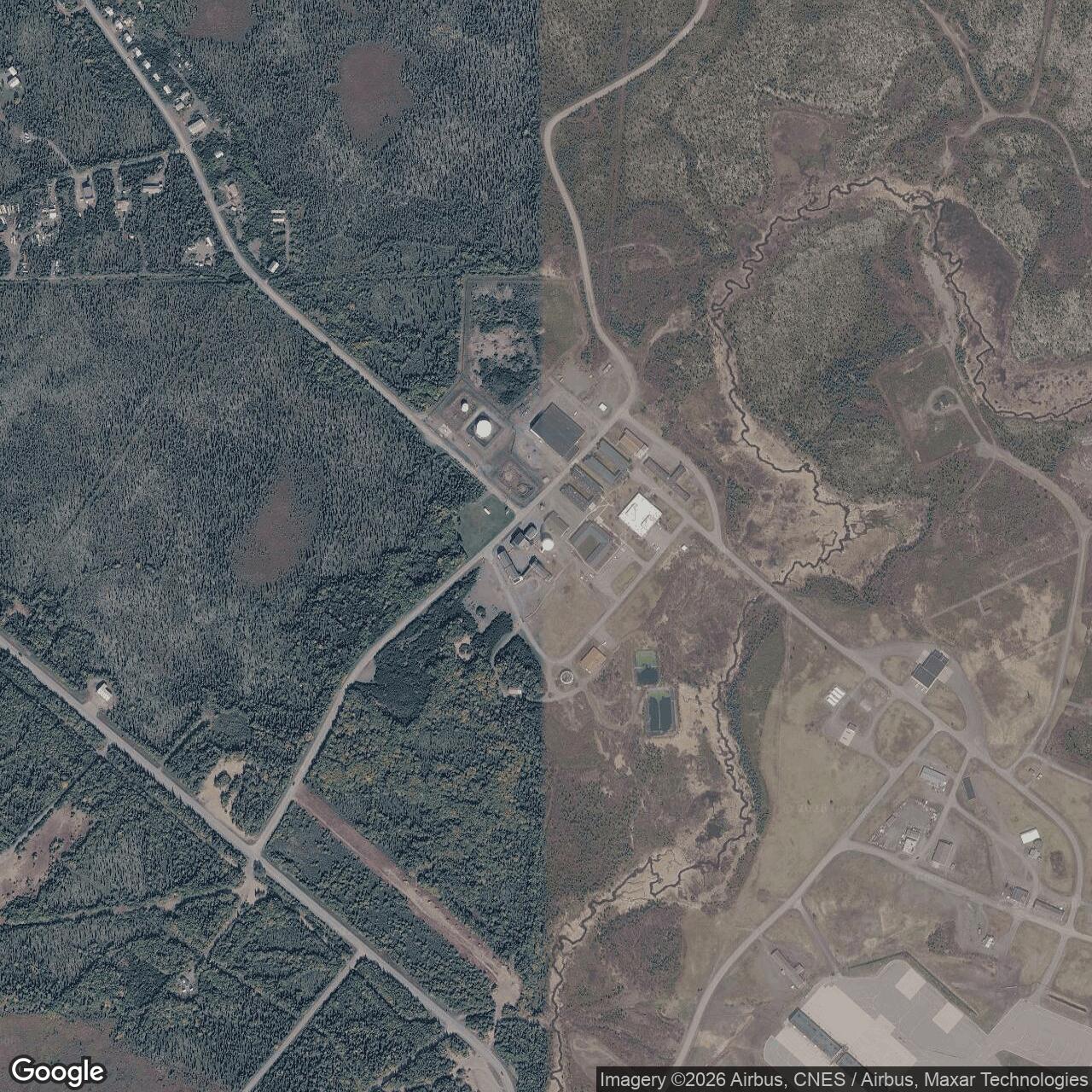 Current Google Satellite Image of King Salmon Air Force Station / King Salmon Long Range Radar Site, Alaska