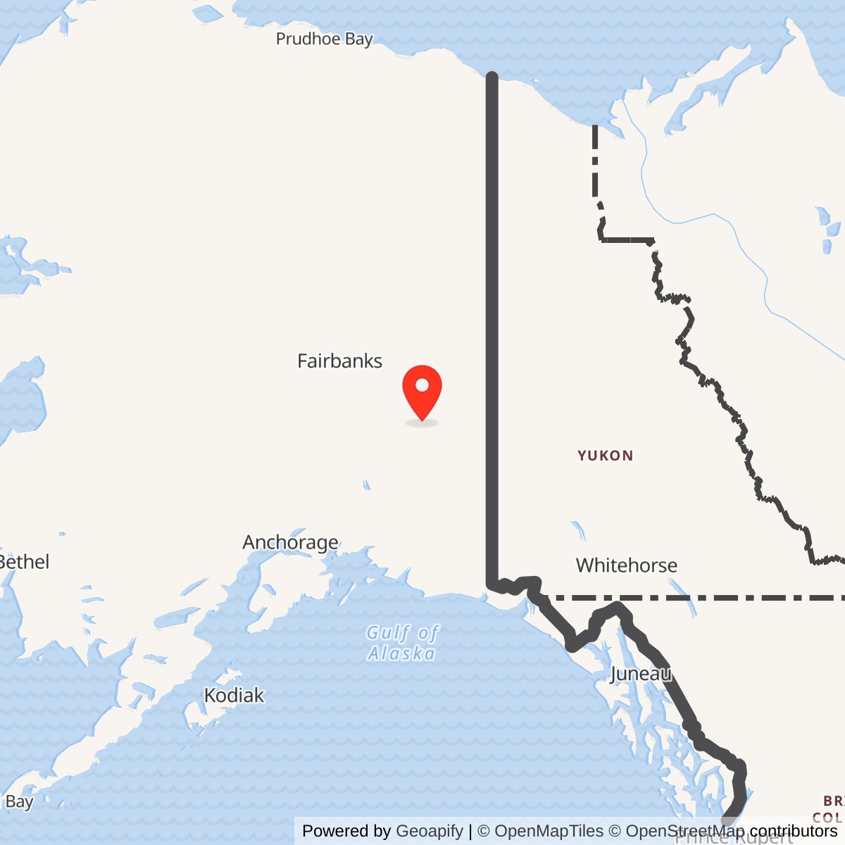 Map showing location of Knob Ridge Air Force Station / Radio Relay Station, Alaska
