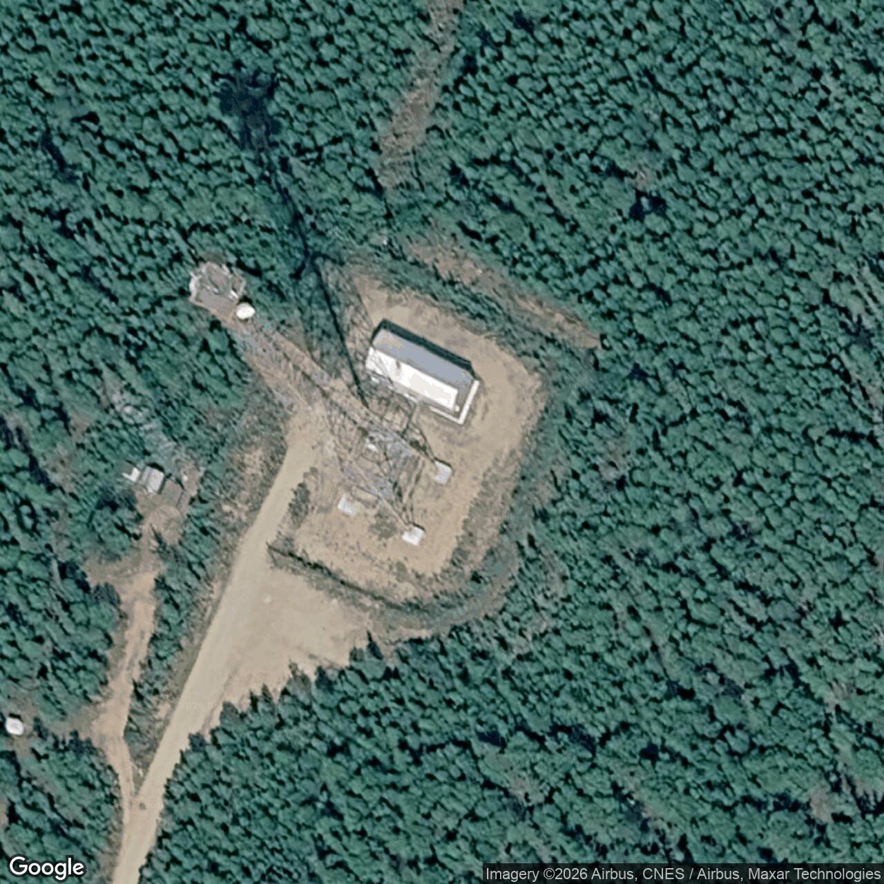 Current Google Satellite Image of Knob Ridge Air Force Station / Radio Relay Station, Alaska