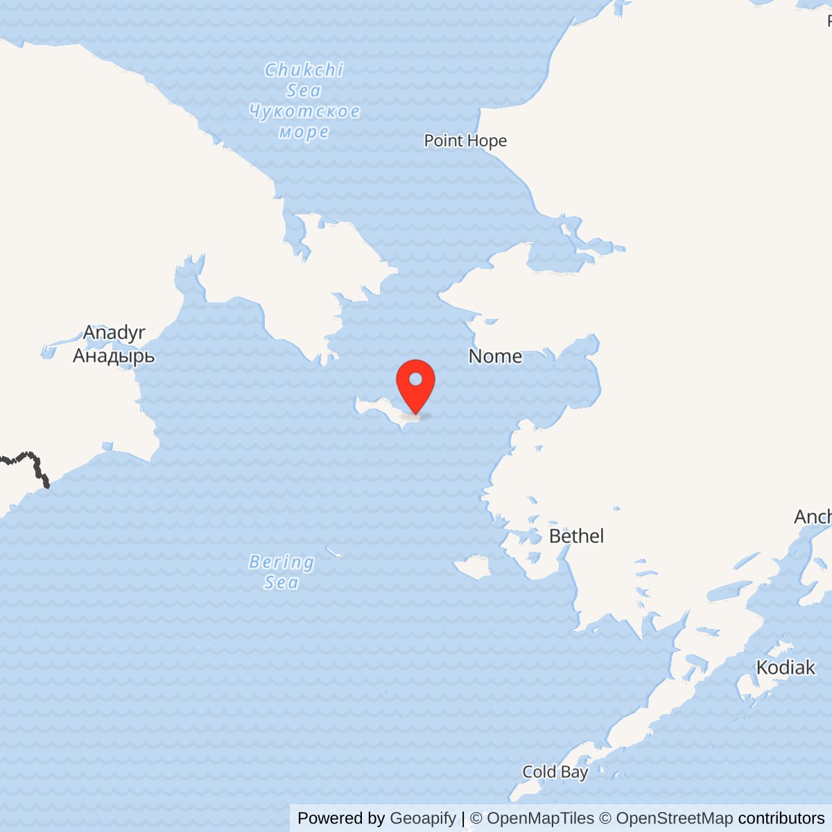 Map showing location of Northeast Cape White Alice Communications Site, 