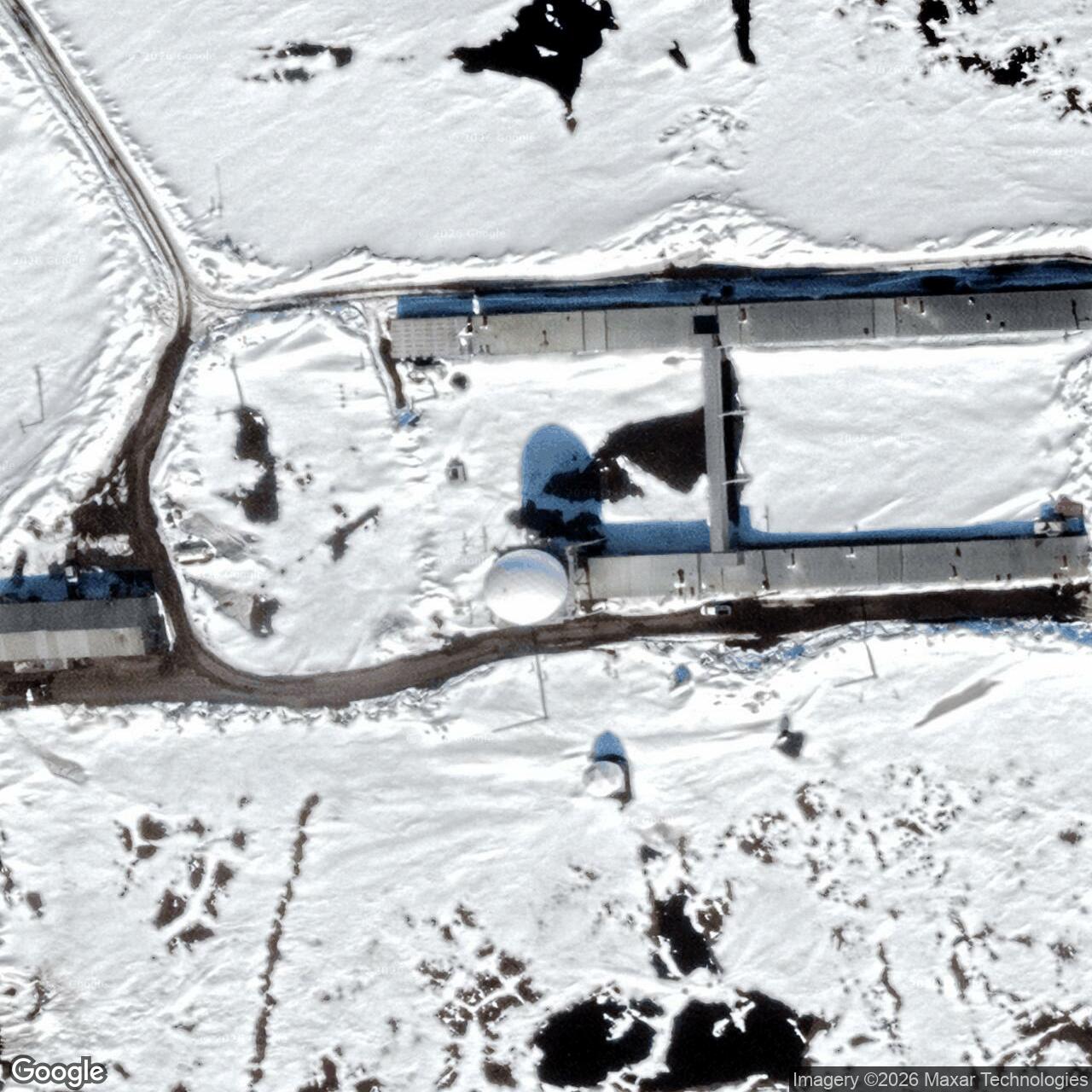 Current Google Satellite Image of Point Barrow DEW Line Main Station / Long Range Radar Site, Alaska