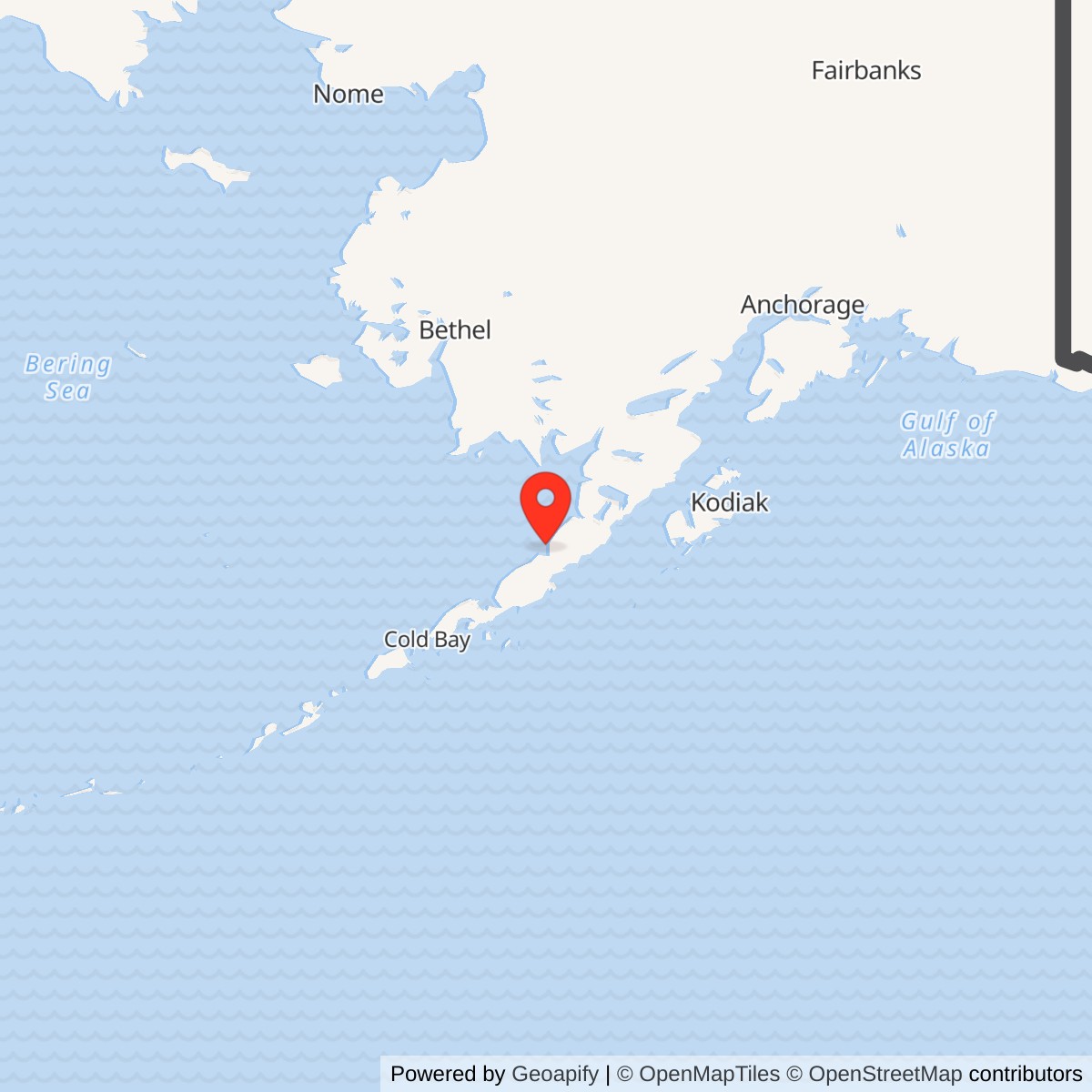 Map showing location of Port Heiden Air Force Station / Port Heiden Radio Relay Station, Alaska