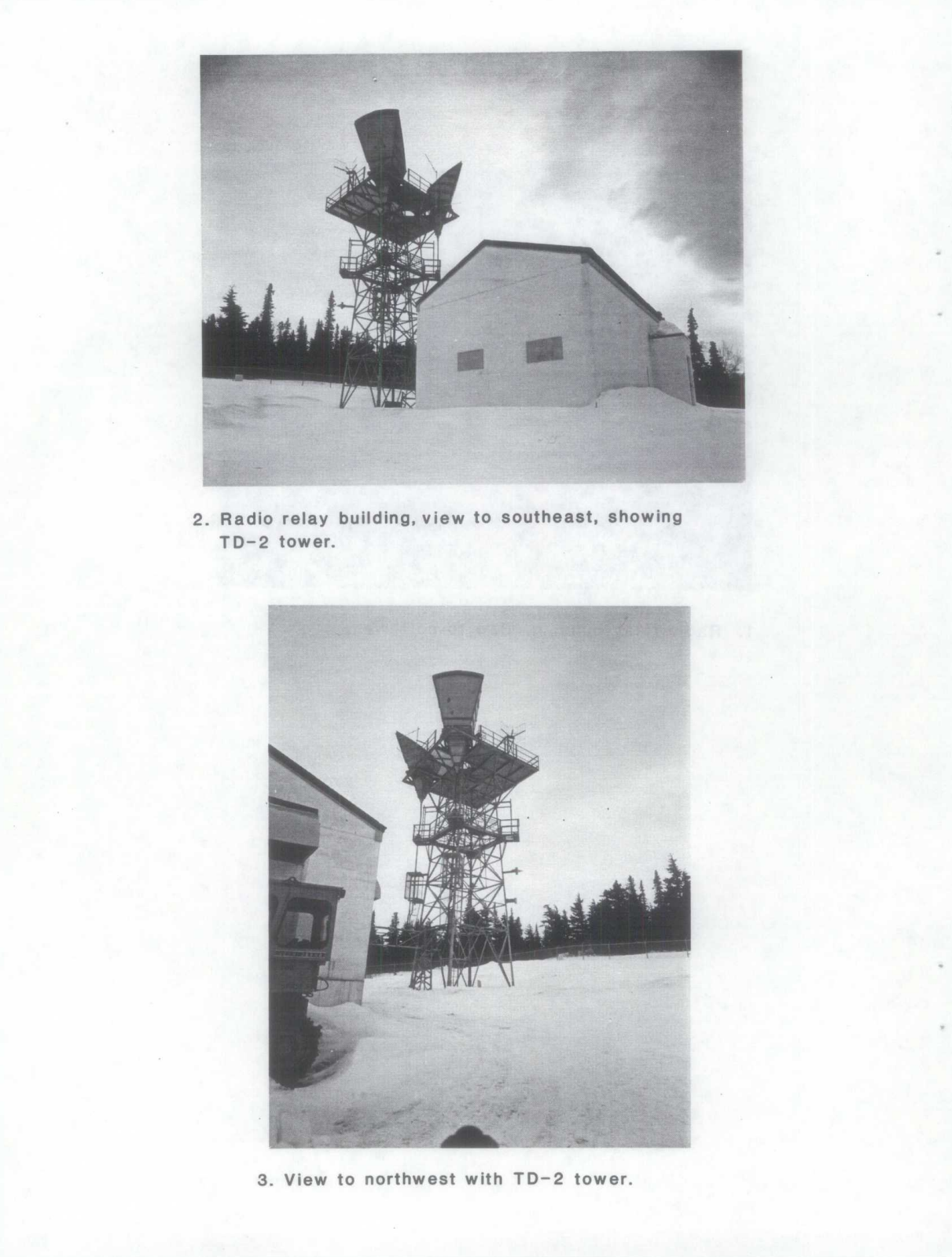 Archival Rabbit Creek TD-2 microwave tower and radio relay building, shown only as a representative White Alice example