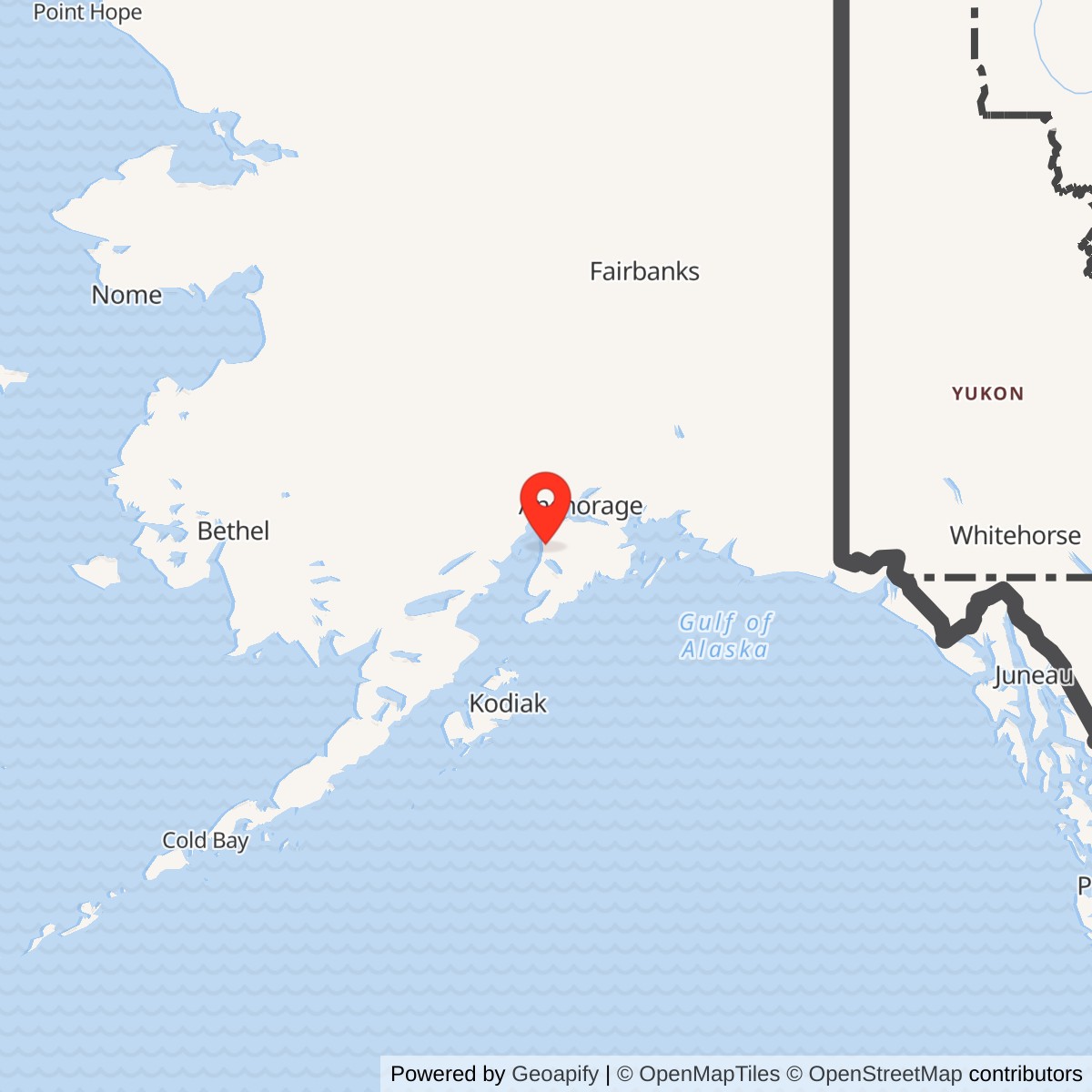 Map showing location of Soldotna Radio Relay Station, Alaska